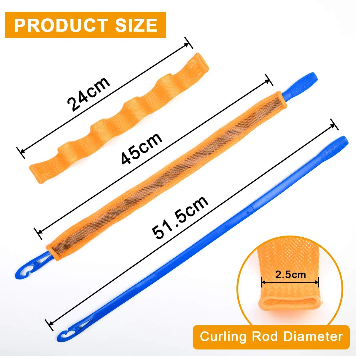 URAQT Bigodini per Styling Capelli, 24 Pz Styler a Mossi Magici senza Calore a 45 cm, Bigodini Morbidi Flessibili con 1 Set di Ganci per Capelli per Uso Domestico e Fai-da-te