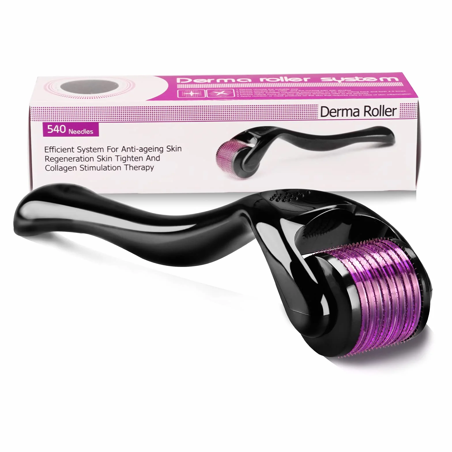 Derma Roller 0,5 mm 540-aghi Titanio Micro-ago Derma Rullo per Viso Pelle Ringiovanimento Anti-rughe Anti-invecchiamento Rigenerazione Della Pelle Perdita Capelli Acne Cicatrici Smagliature Viso Barba