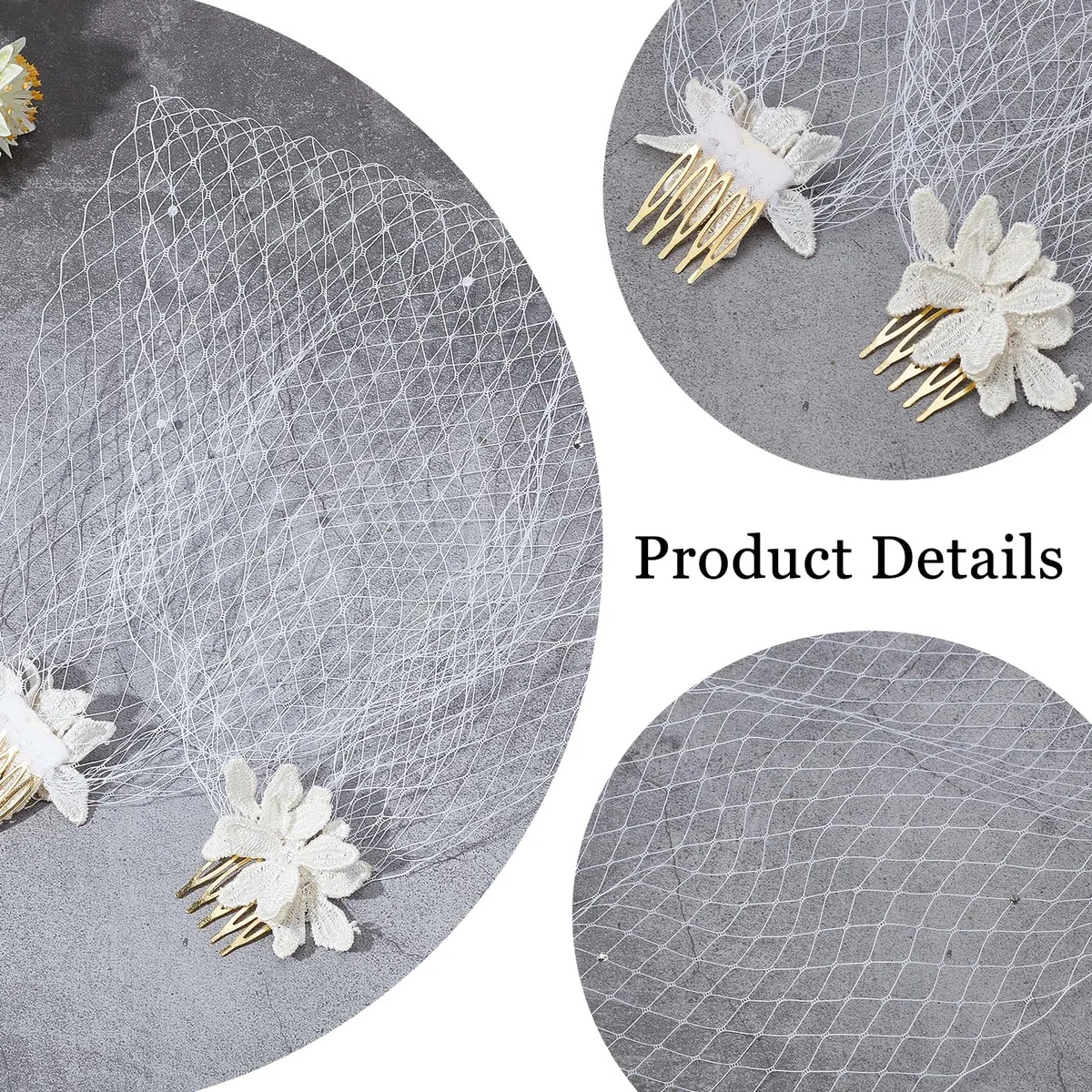NICENEEDED Pettine per Capelli In Tulle Birdcage Veil, Velo Da Sposa con Applicazioni In Pizzo con Pettini per La Decorazione Del Tea Party, Fascinator per Velo Da Sposa con Fiori Antiscivolo