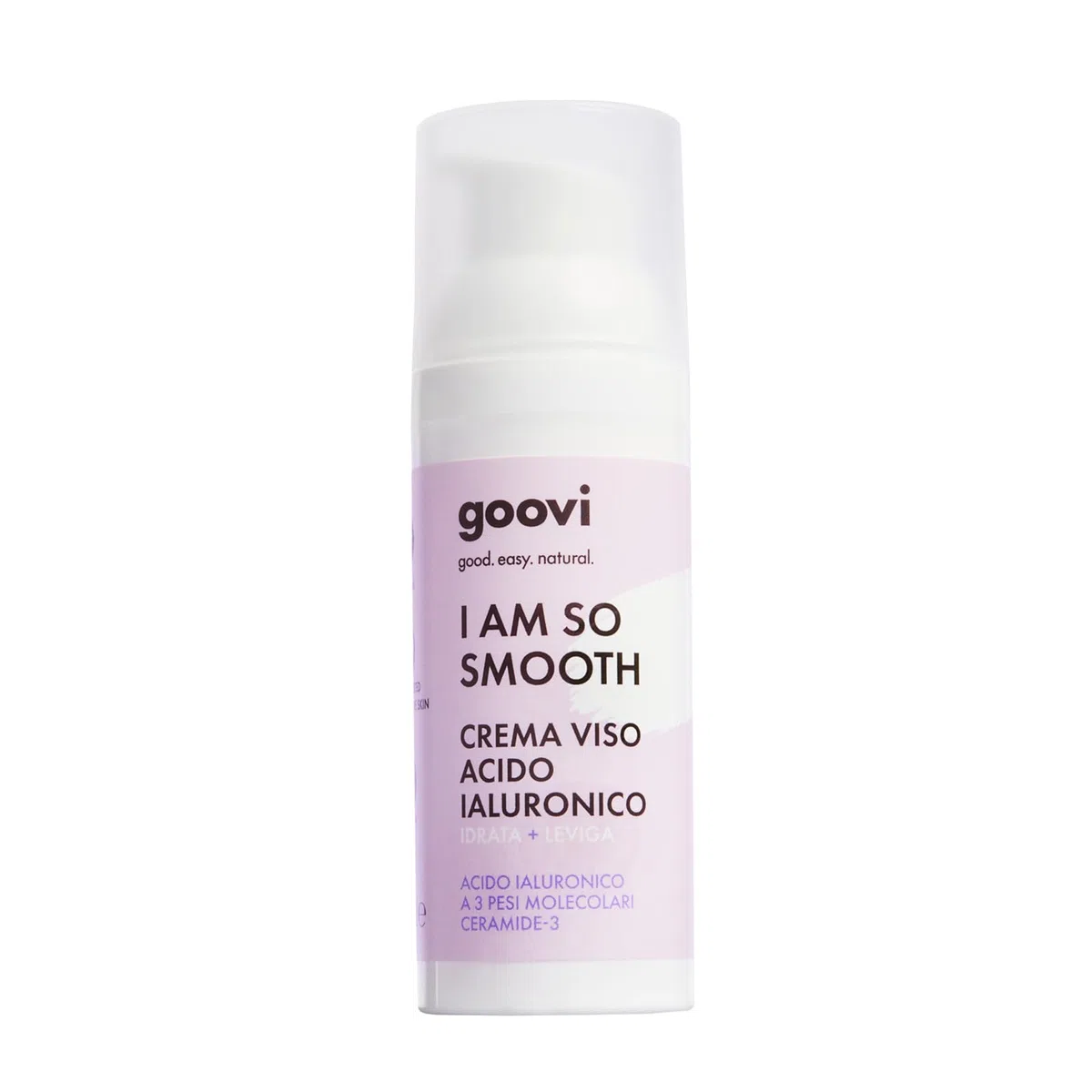 Goovi, I am So Smooth, Crema Viso con Acido Ialuronico Idratante e Levigante, Riduce l'Aspetto delle Rughe, Formula Naturale con Estratto di Melograno per una Pelle più Compatta e Tonica, Vegan, 50 ml
