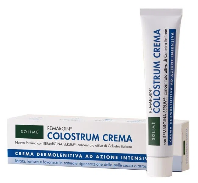 Solimè - Remargin® Colostrum Crema - Crema nutriente e rigenerante a base di colostro 100% italiano, lenitiva, idratante e disarrossante - Nuova formula con REMARGINA SERUM - 30 ml