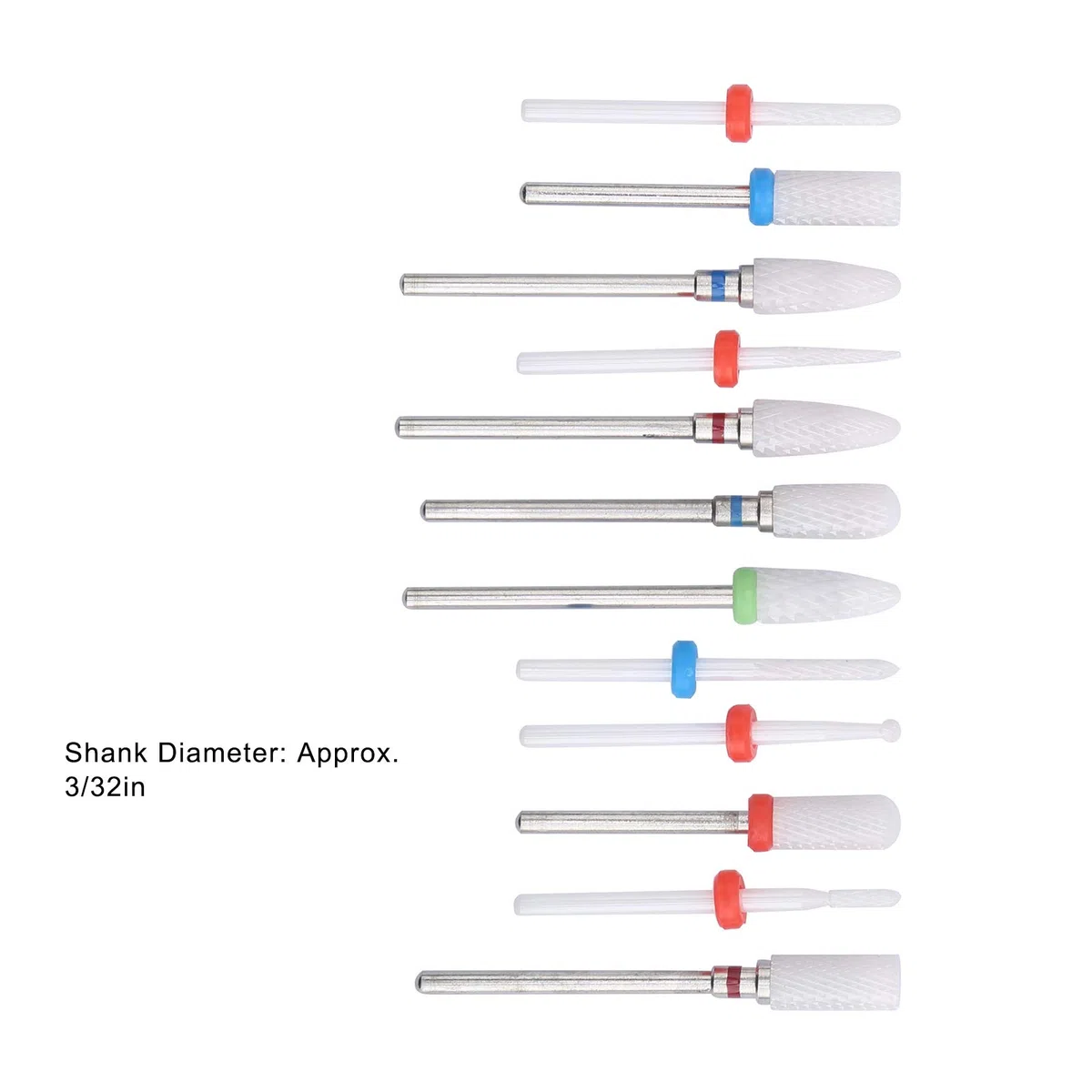Set di 12 Punte per Trapano per Unghie in Ceramica, Punta per Trapano per Unghie in Ceramica per Smerigliatrice Elettrica, Set di Punte per Trapano per Unghie per Unghie in Gel