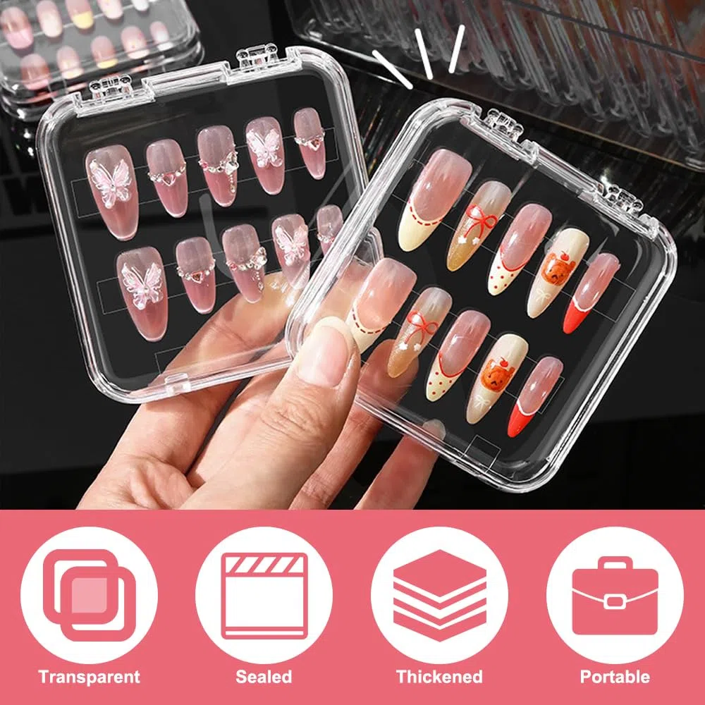 12 Pezzi Scatoline Trasparenti, Scatole Plastica con Coperchio Piccole Misura 8,5x8,5 cm, Organizzatore di Piccole Perlineinclude 60 Strisce Biadesive e Una Grande Scatola Espositiva