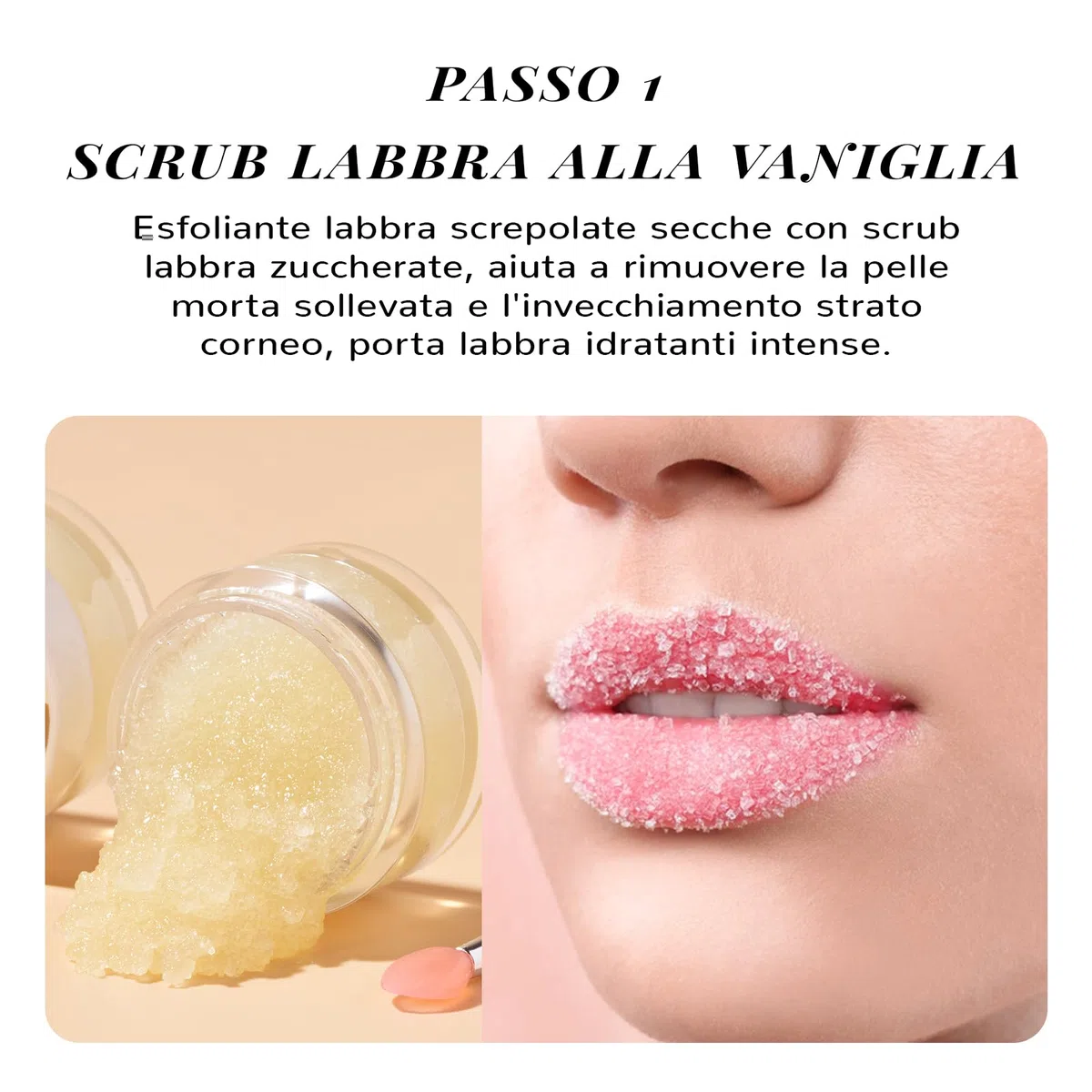 ANAiRUi Set di Maschere e Scrub per Le Labbra, Maschera per Labbra Addormentate Alla Vaniglia & Collagene, Scrub Esfoliante