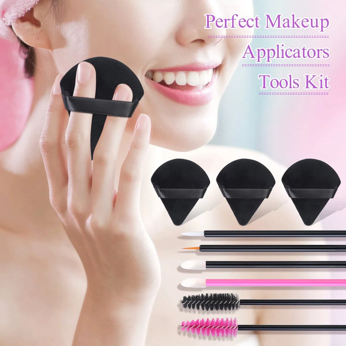 248 applicatori usa e getta per trucco con spugnette triangolari, bacchette per mascara, pennelli per labbra/eyeliner, kit usa e getta per truccatori