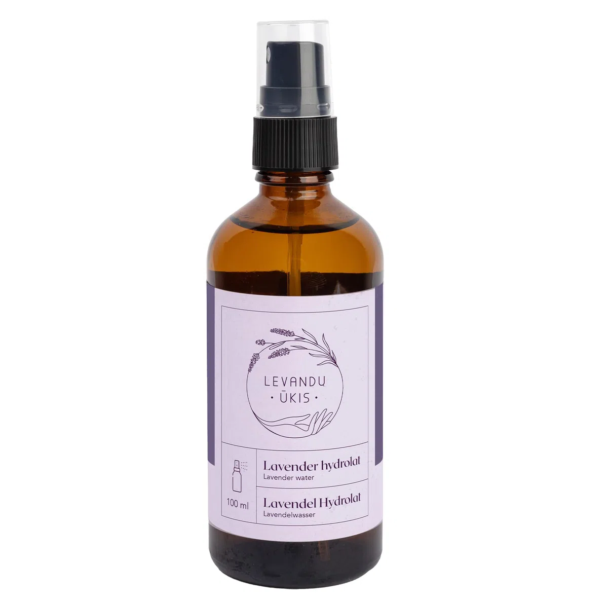 Idrolato Lavanda 100% Naturale per Viso e Bambini, Tonico Lenitivo Spray Biologico per Pelle Sensibile, Acqua Floreale Distillata 100ml - Levandu Ukis