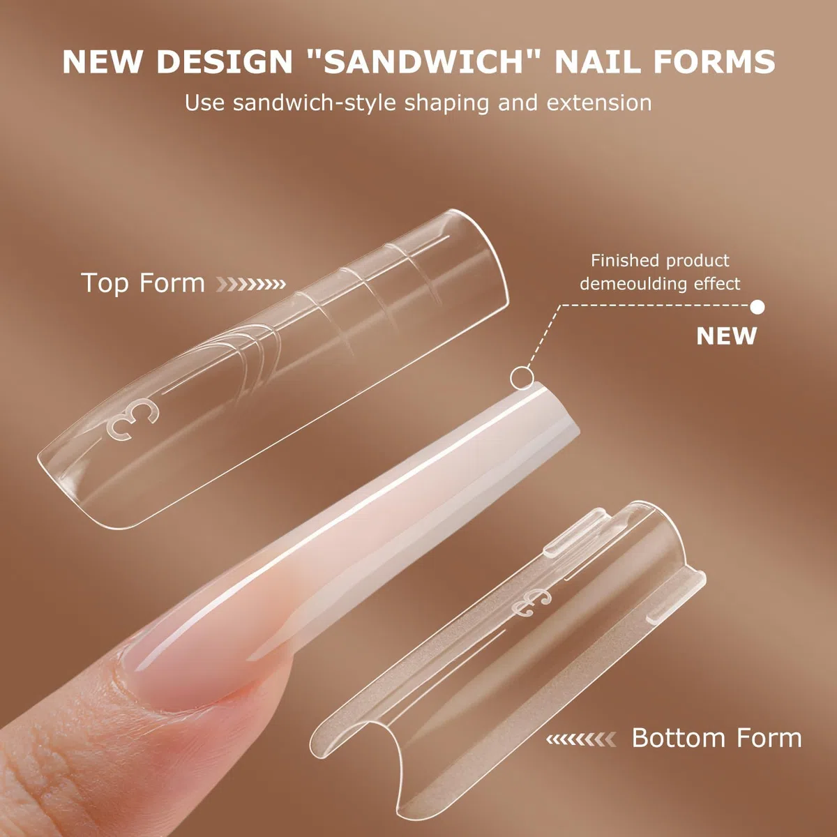 Sandwich Professional Dual Nail Forms 280 pezzi (14 misure), Consigli riutilizzabili in Polygel per allungamento impeccabile del gel, nessuna lima, nessun troppopieno, per Builder Gel & Salon