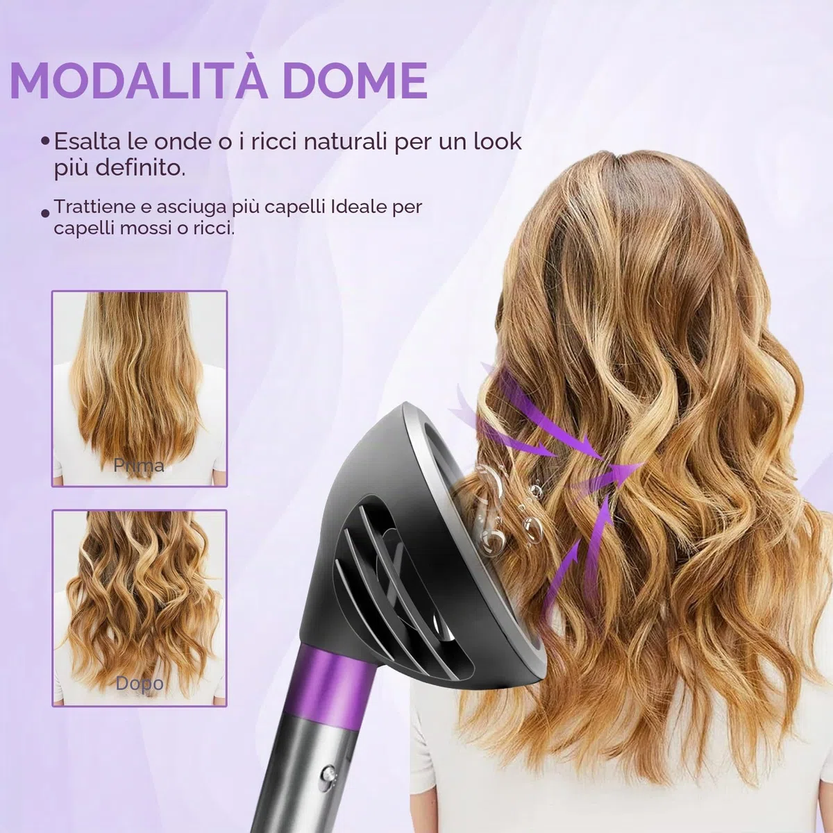 Accessori Diffusore per Dyson Airwrap Styler HS01 HS05 HS08, Convertibili per Styler in asciugacapelli, modalità diffusore + modalità cupola, accessorio ugello diffusore