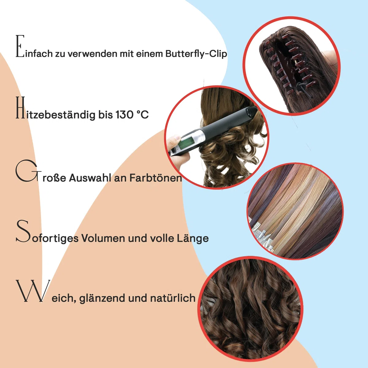 CAISHA 70 Extra Lungo Voluminoso Ondulato Coda Di Cavallo Parrucchino Fibre Sintetiche Resistenti Al Calore Con Clip A Farfalla Mix Biondo Chiaro H718
