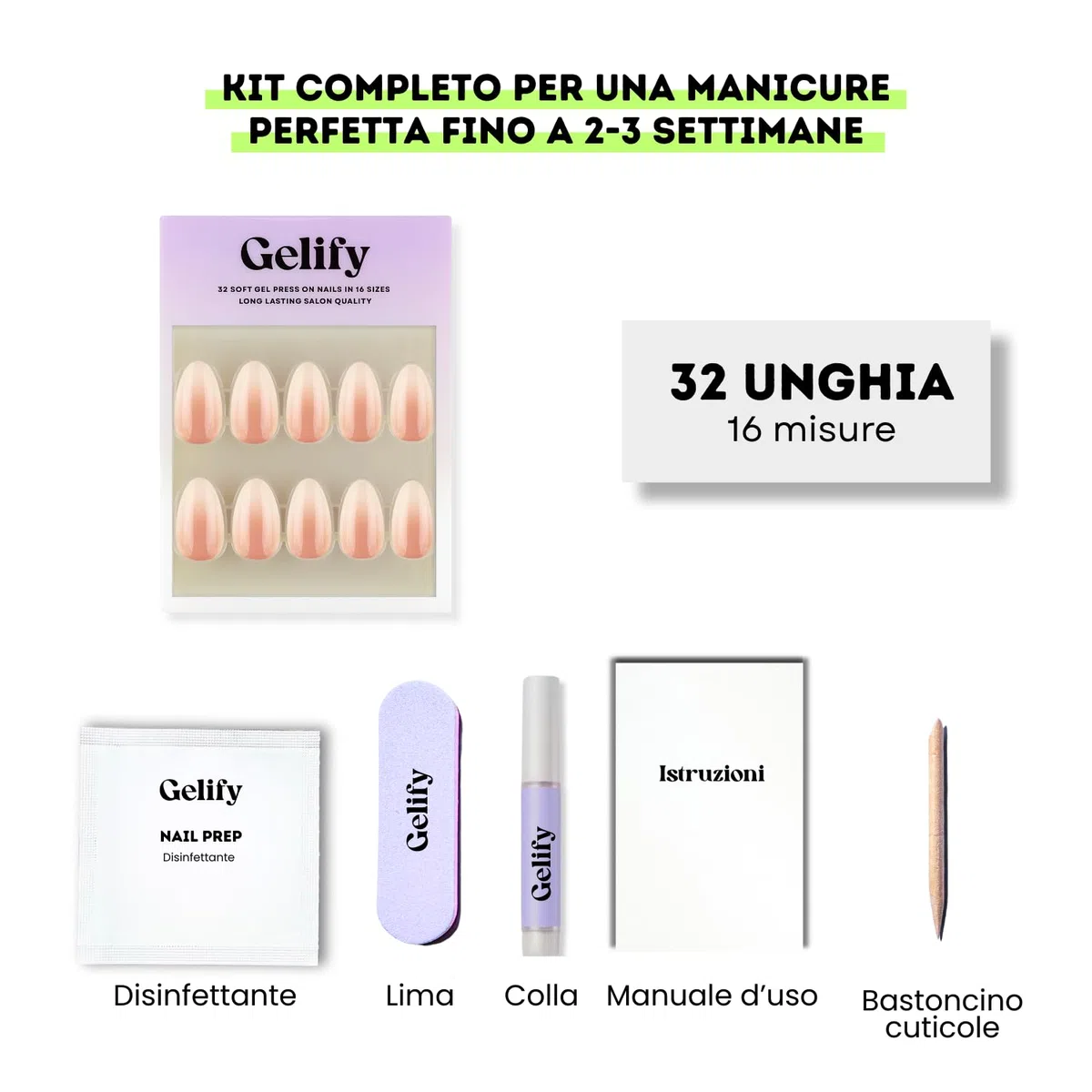 Unghie press on. Press on nails gel. Unghie finte adesive. Unghie adesive in soft gel con colla Gelify. (Baby boomer)