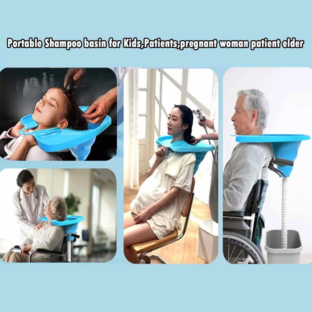 Lavatesta Portatile Per Parrucchieri Quadrato Con Doccetta Per Lavandino Universale,Design Ergonomico È Utilizzato Come Lavatesta Per Disabili Altezza Regolabile E Tubo Di Scarico Retraibile