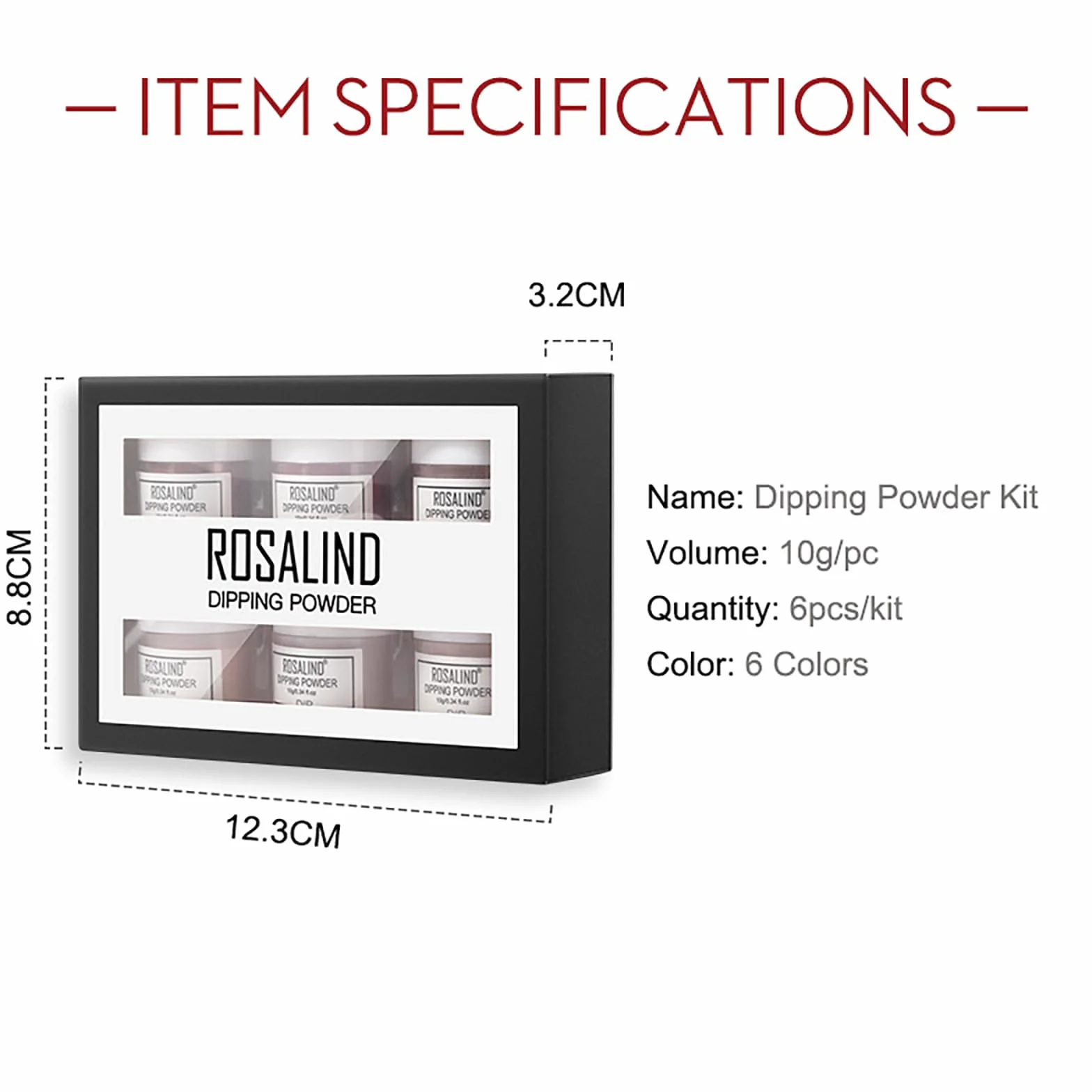 6 Colori Polvere da Immersione Kit, Smalto in Polvere Dip Powder Nails Kit Polvere per Unghie Rosso Rosa Nudo Nails Kit per Chiodo Art Decorazioni Unghie- Manicure Set Donna