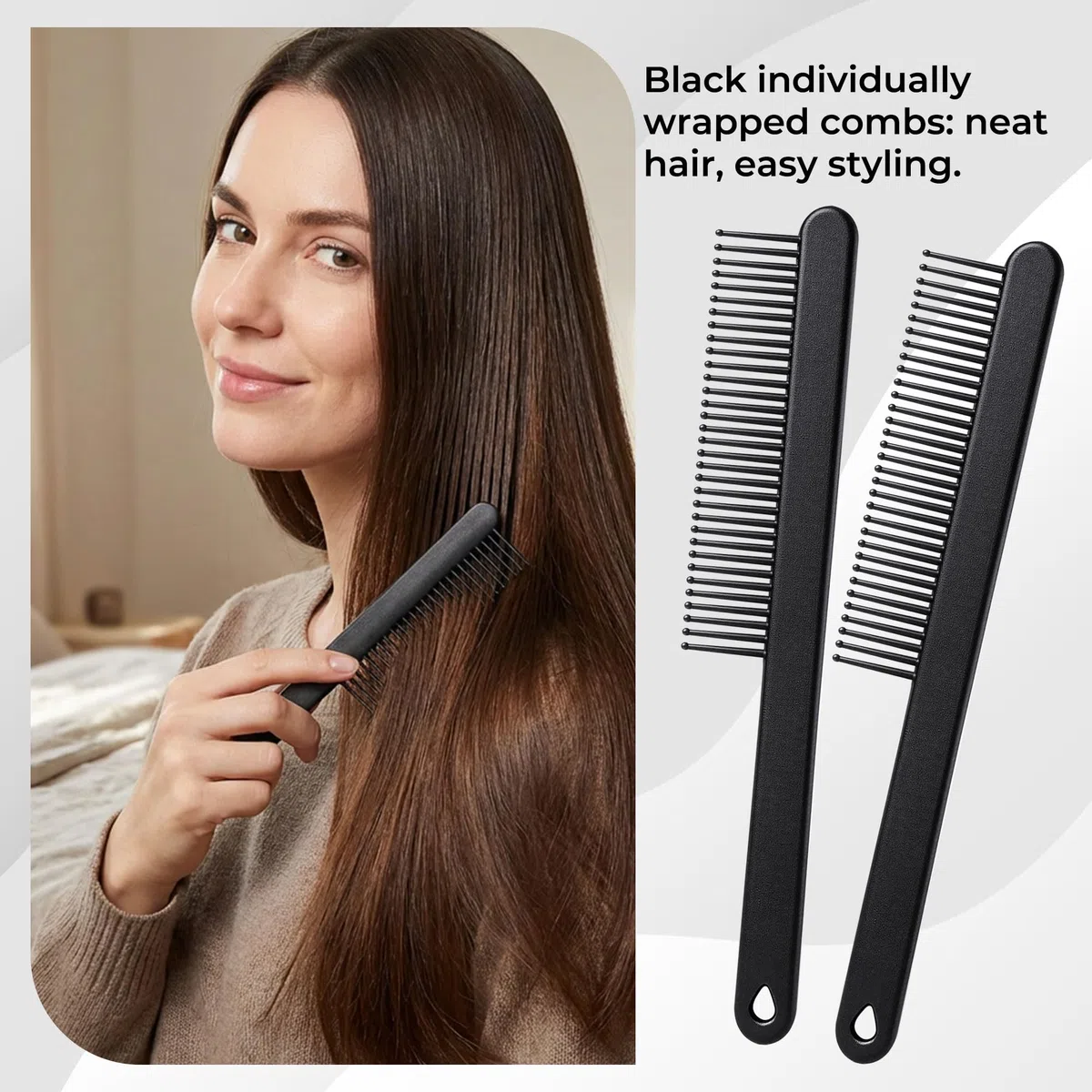 Pettini neri per capelli, semplici e alla moda, adatti per hotel, viaggi, casa, rifugi, senzatetto, case di cura, enti di beneficenza (confezione da 60)