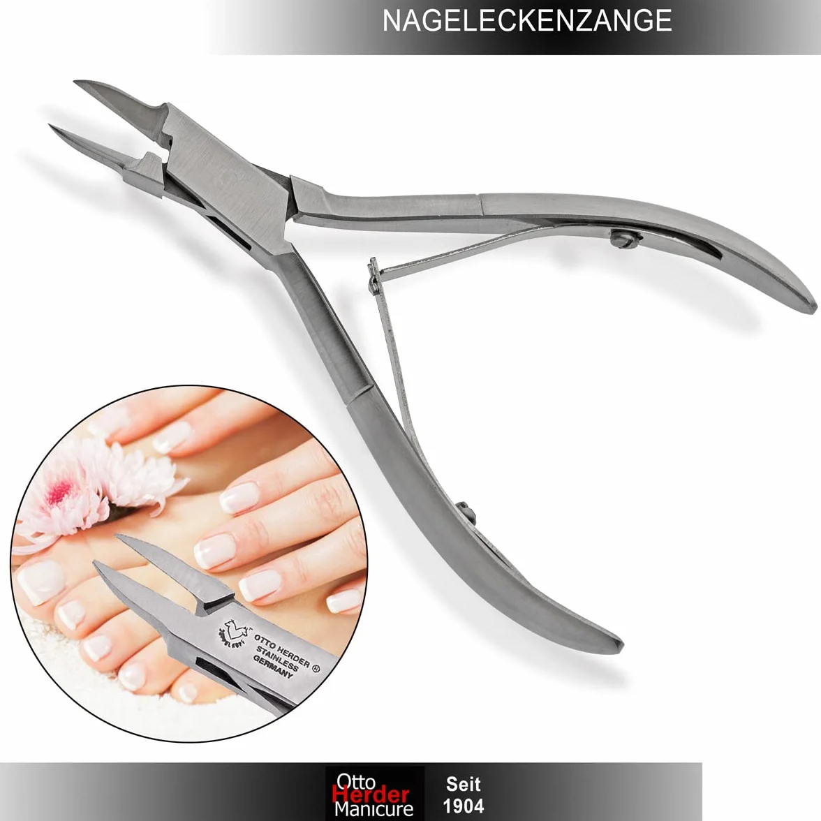 OTTO HERDER – Pinza angolare 11,2 cm antiruggine per la cura dei piedi – Pinza per unghie appuntita con lama sottile appositamente progettata per unghie incarnite