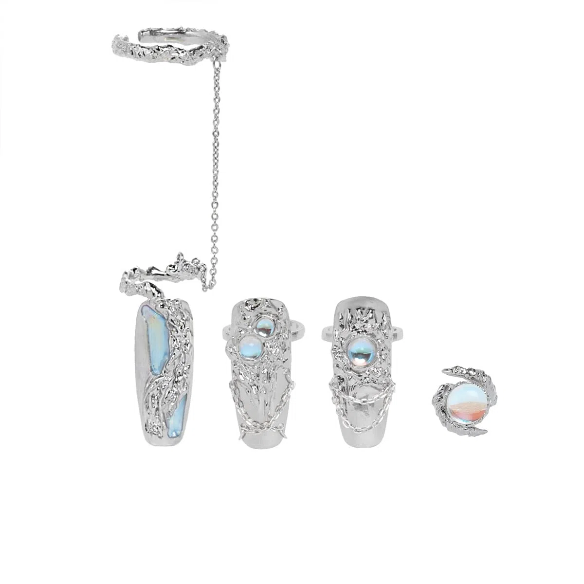 10 anelli per unghie da donna, con apertura regolabile, accessori per nail art, punta delle dita, artiglio, set di anelli in pizzo per donne, il regalo ideale (blu)