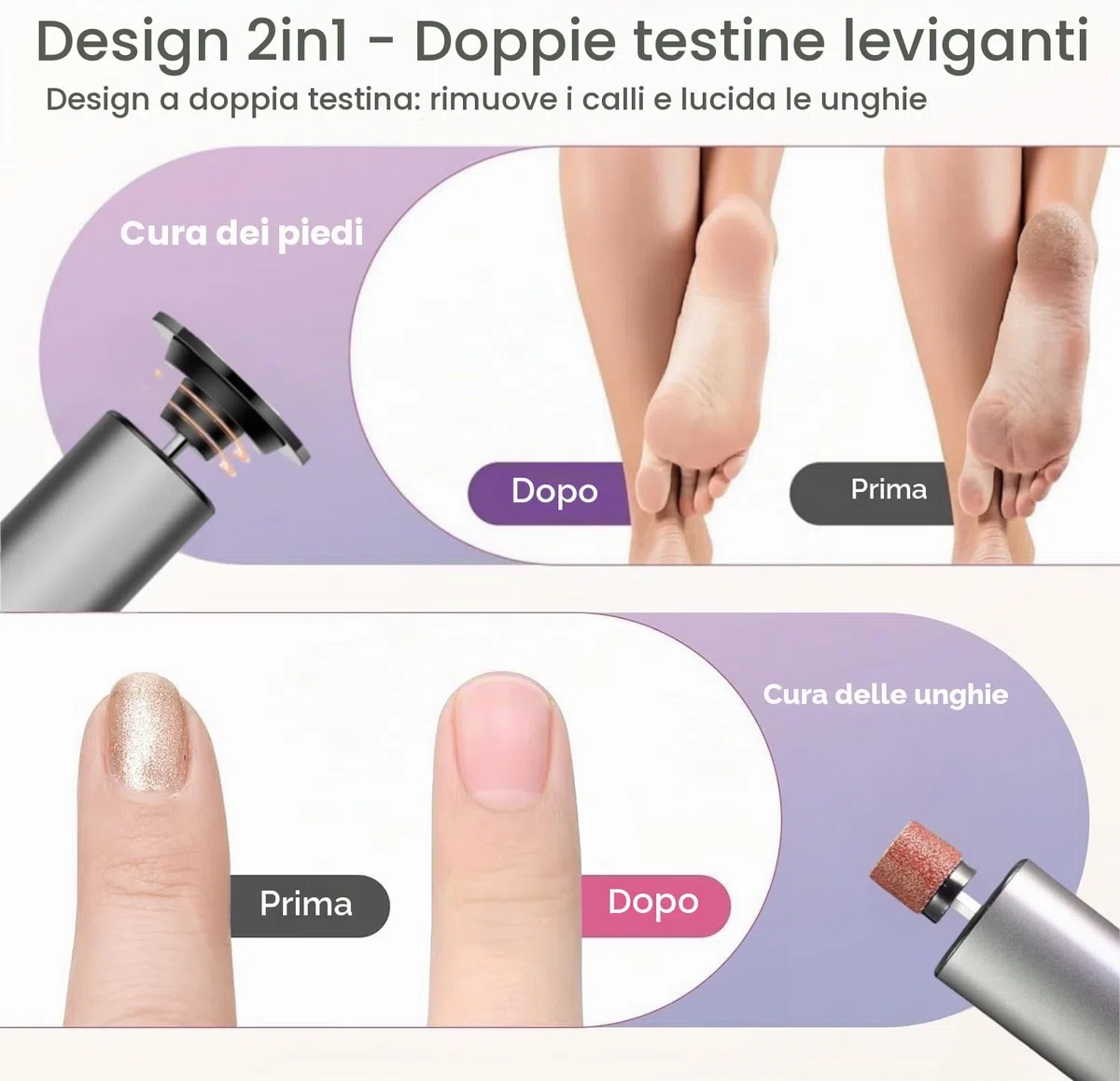 Pedicure Elettrico Professionale Piedi 2 in 1 – Rimuovi Calli Piedi Elettrico con 9 Velocità Regolabili, Lima Elettrica per Piedi e Talloni, Fresa per Piedi e Talloni Professionale Calli