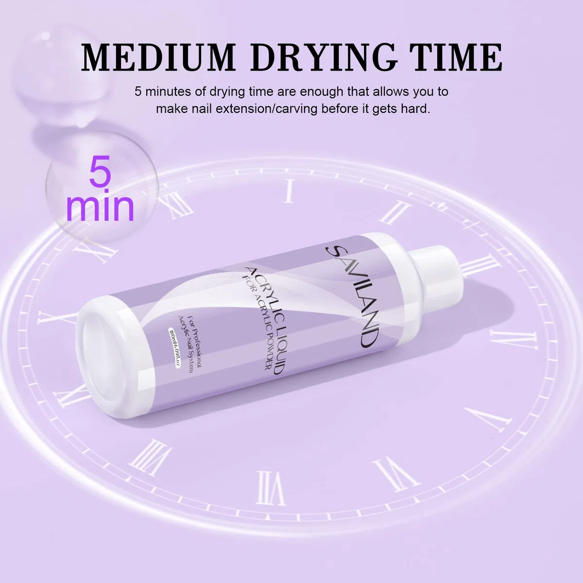 Saviland 180ml Monomero per Unghie Acriliche - EMA Liquido Acrilico per Acrilico in Polvere | Non ingiallimento | Forte adesione | Acrylic Monomer Liquid Acrylic Nails Nail Extension&Carving