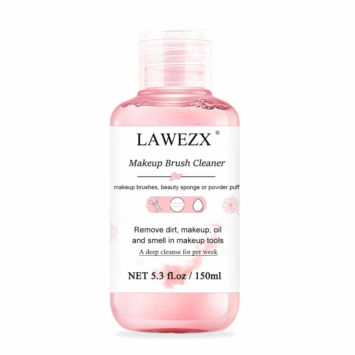 150ml Pulizia Pennelli Trucco, LAWEZX Detergente Liquido per Pennelli da Trucco, Rimuove il Trucco, lo Sporco e le Impurità da Pennelli, Spugne o Piumini per la Cipria, Makeup Brush Cleaner