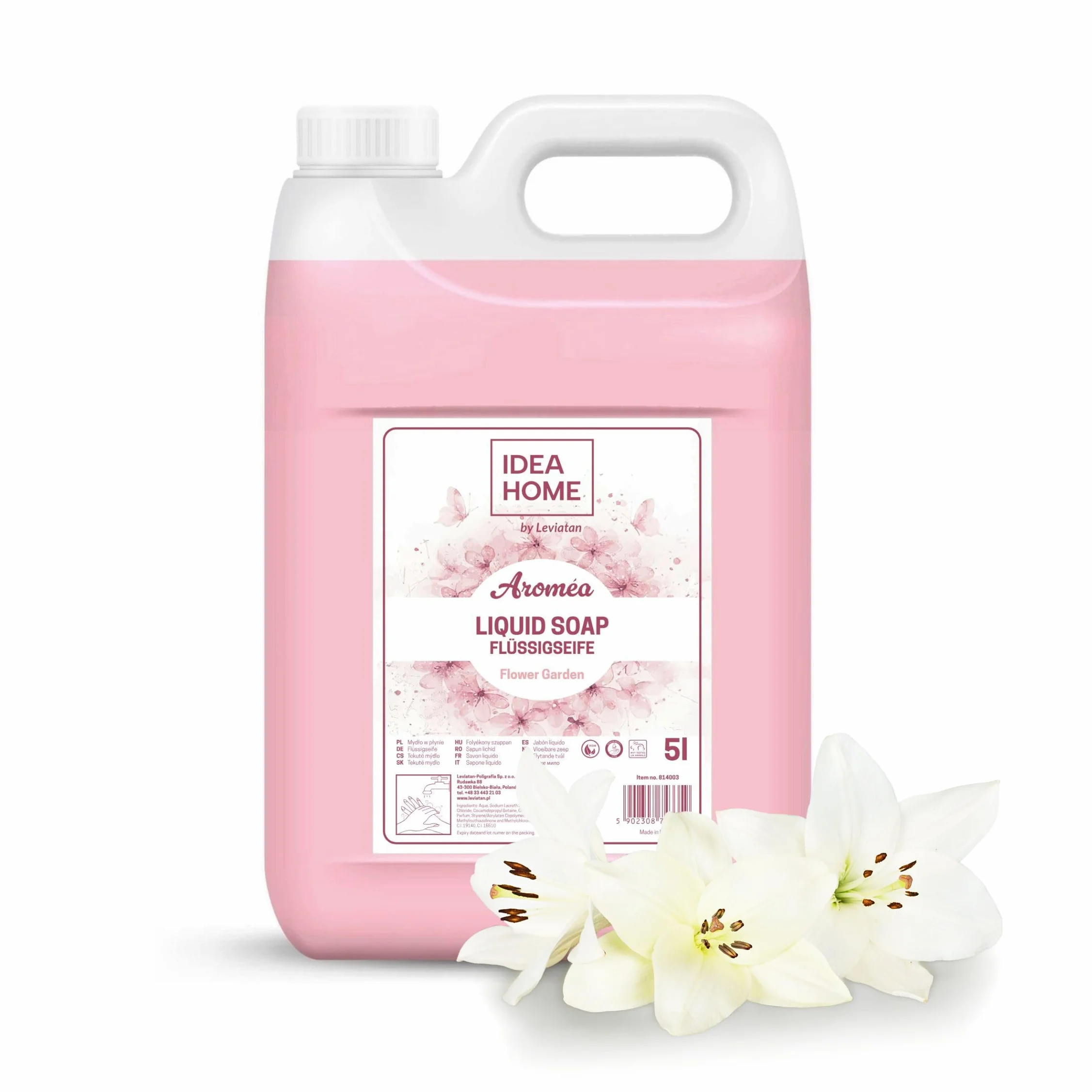 IDEA HOME AROMÉA Sapone Liquido Mani Flower Garden – Tanica Ricarica 5 L – Profumazione Floreale – per Dispenser Manuali e Automatici