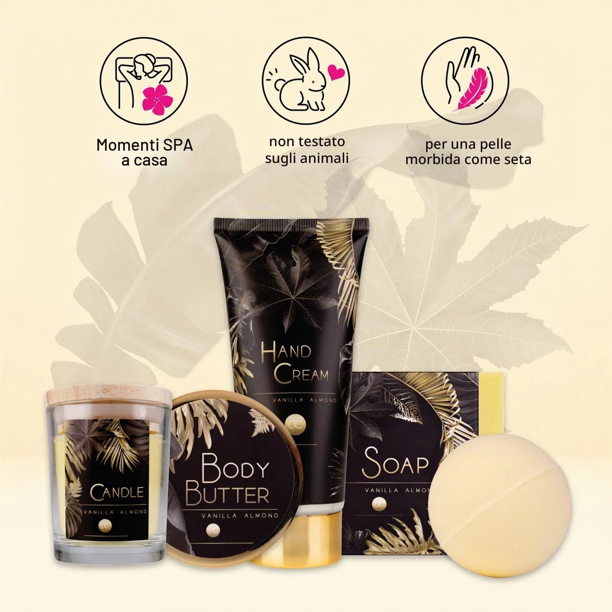 Accentra - Set regalo Donna LUXURY 5 pezzi - Set da bagno regalo con candela profumata, sapone, crema per le mani, burro corpo e bomba da bagno - Set benessere per donne e ragazze per il compleanno
