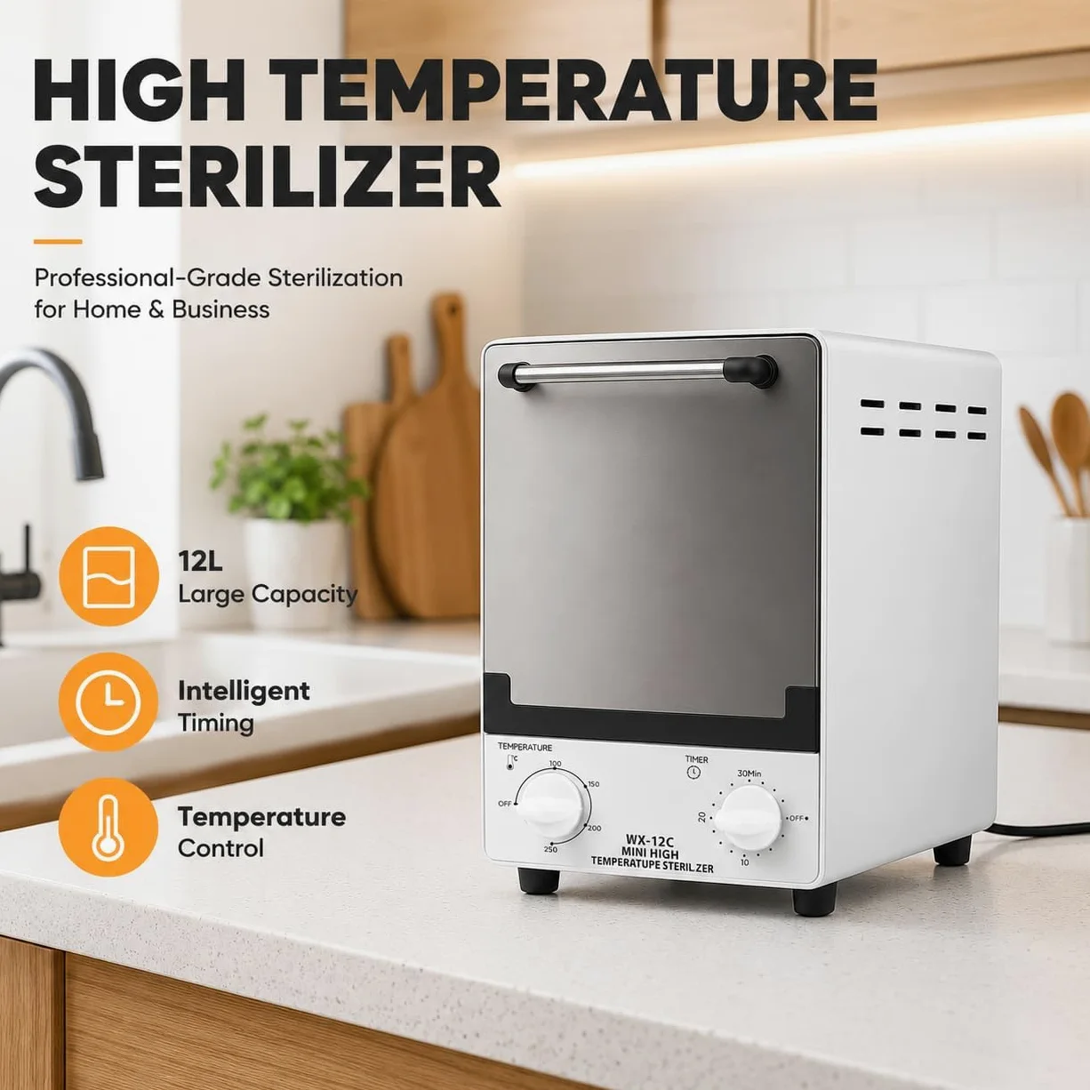 Sterilizzatore a infrarossi da 12 litri con timer e 4 impostazioni di