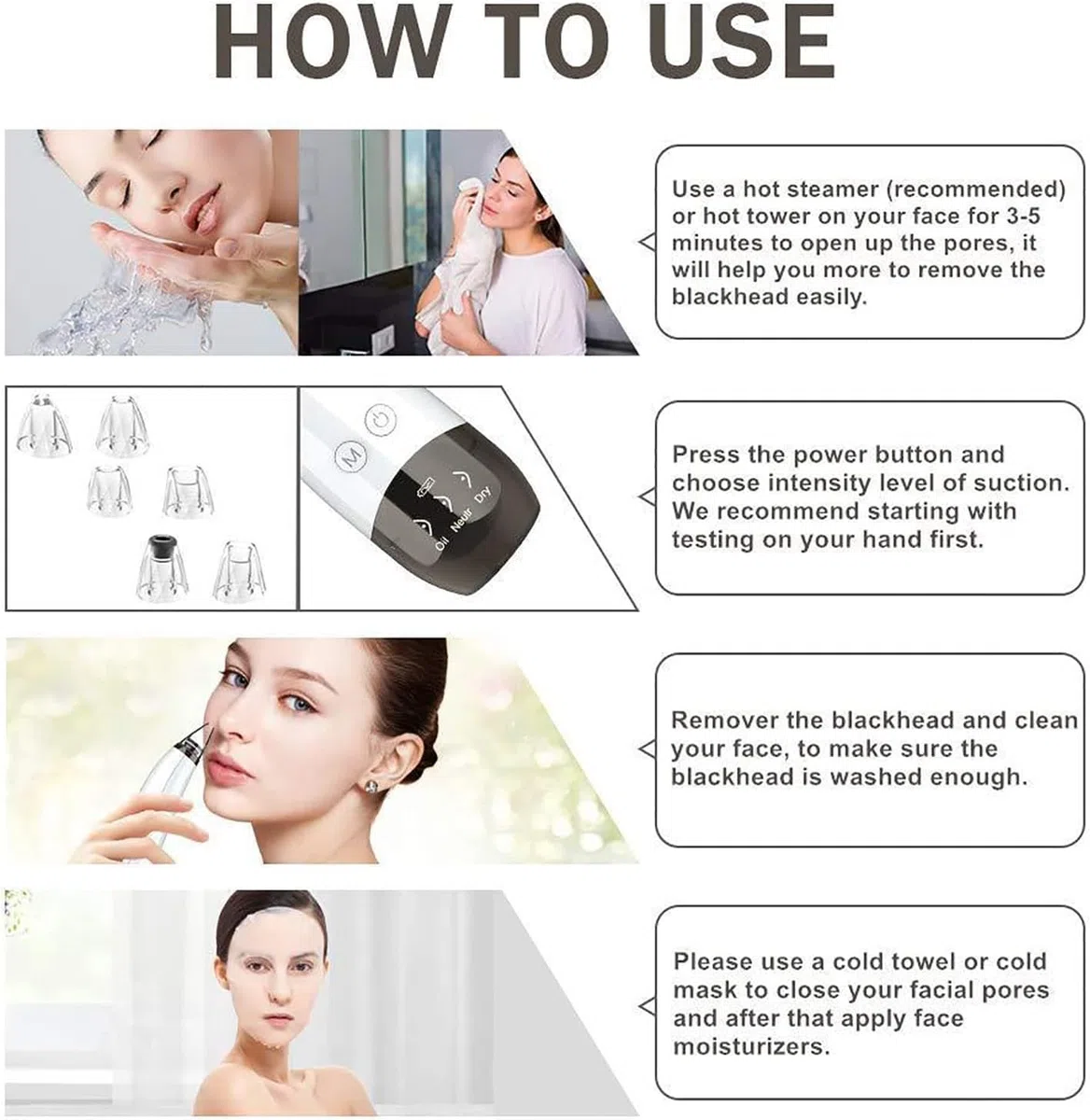 Pore Extractor for Blackhead Removal - Pimple Extractor for Facial Cleansing, Blackhead Suction Tool, Facial Pore Cleaner, Tool for Pu Extractor