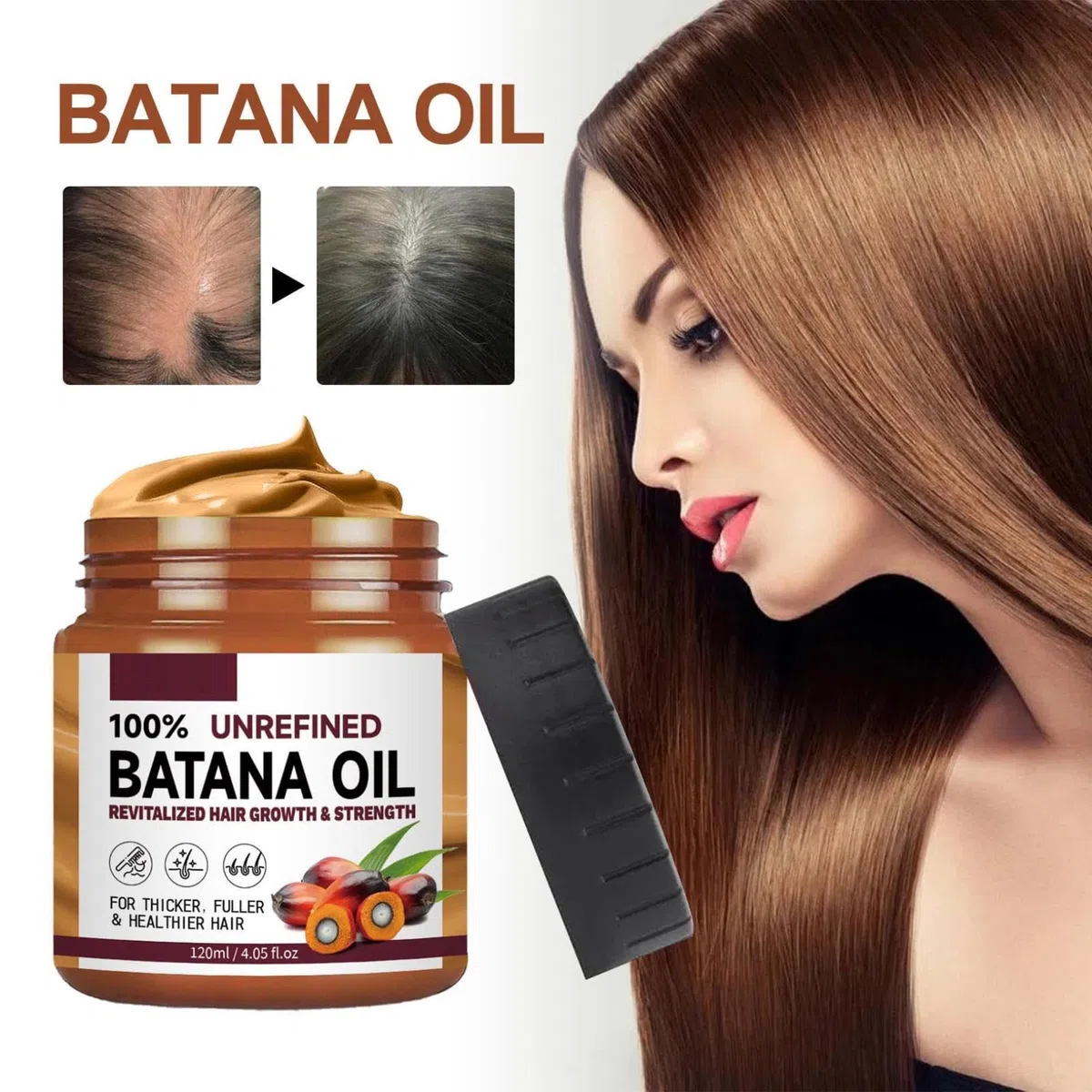 Batana Oil Hair Treatment, Batana Oil For Hair Growth, Batana Oil Organic, Conditioner Leave in Botanical Extracts & Vitamine, Batana Oil Conditioner Leave In Botanical Extracts & Vitamine 120ml (3PC)
