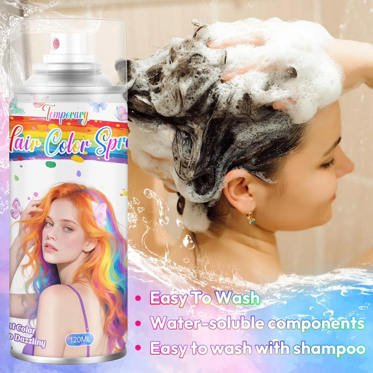 Spray per Capelli Temporaneo Bianco Puro - Colore per Effetti Artistici, Personaggi da Anime, Fata delle Nevi e Tema Fantasy per Cosplay e Halloween (120 ml)