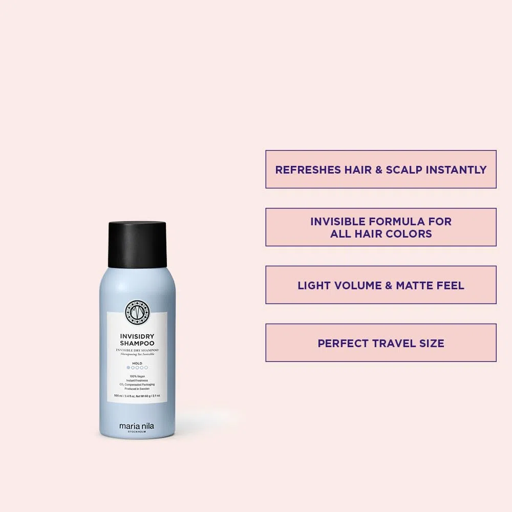 Maria Nila Invisidry Shampoo secco, ravviva i capelli e il cuoio capelluto, non lascia traccia del prodotto, prodotto 100% vegano e senza solfati/parabeni
