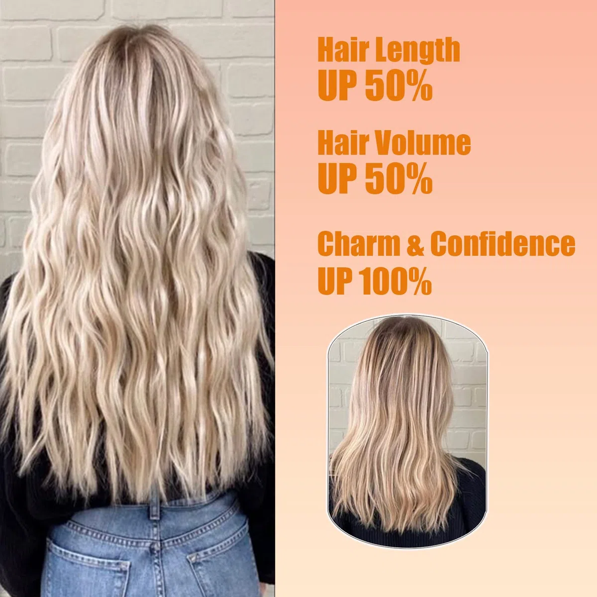 Extension Capelli Clip 6 PCS Set Clip in Hair Extensions Ondulati Posticci per Capelli Finti Extension con Clip Sintetici Lungo Ricci 50cm per Donna, Castano & Biondo