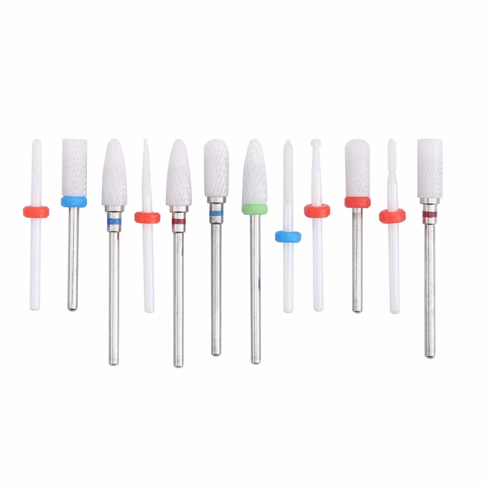 Set di 12 Punte per Trapano per Unghie in Ceramica, Punta per Trapano per Unghie in Ceramica per Smerigliatrice Elettrica, Set di Punte per Trapano per Unghie per Unghie in Gel