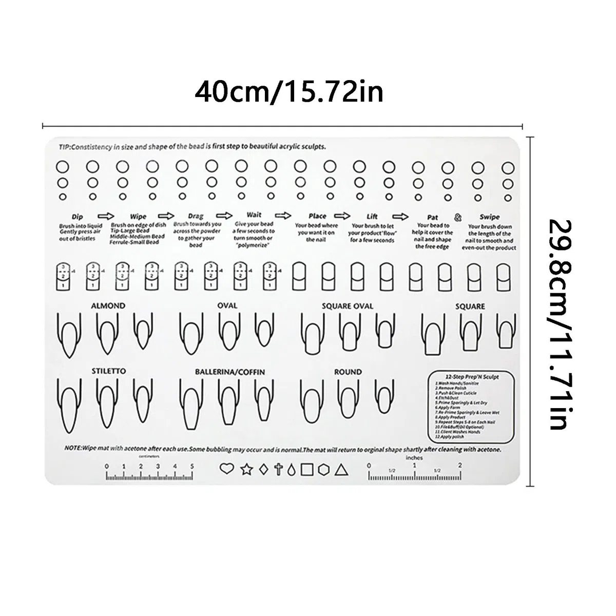 1pz Tappetino in Acrilico per Allenamento per Unghie, Tappetino per Manicure, Pieghevole, Lavabile, per Tavolo, per la Pratica dell'applicazione di Strumenti per Manicure (U72-1)