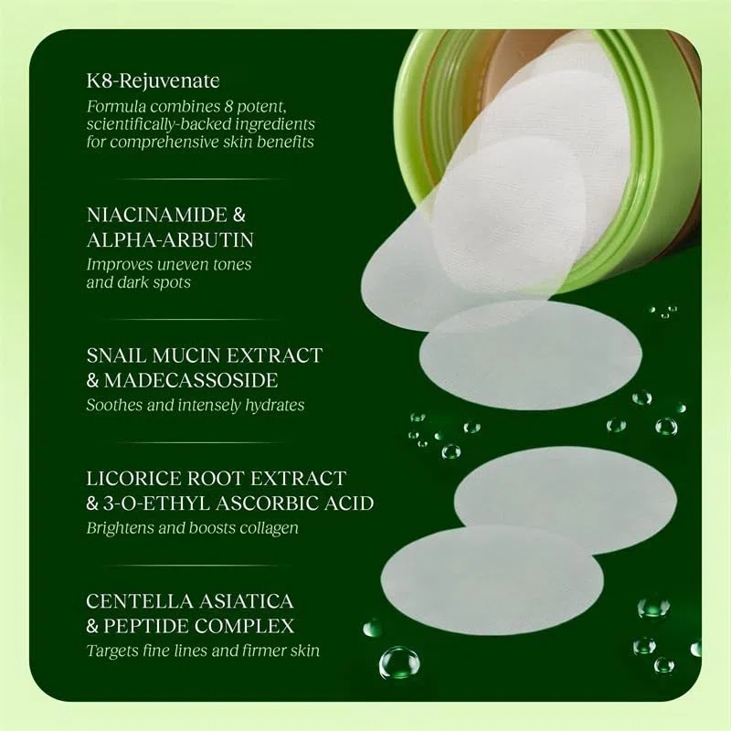 Centella - 100 tamponi tonici lenitivi, esfolianti delicati, schiarenti e idratanti, per tutti i tipi di pelle, con pinzette