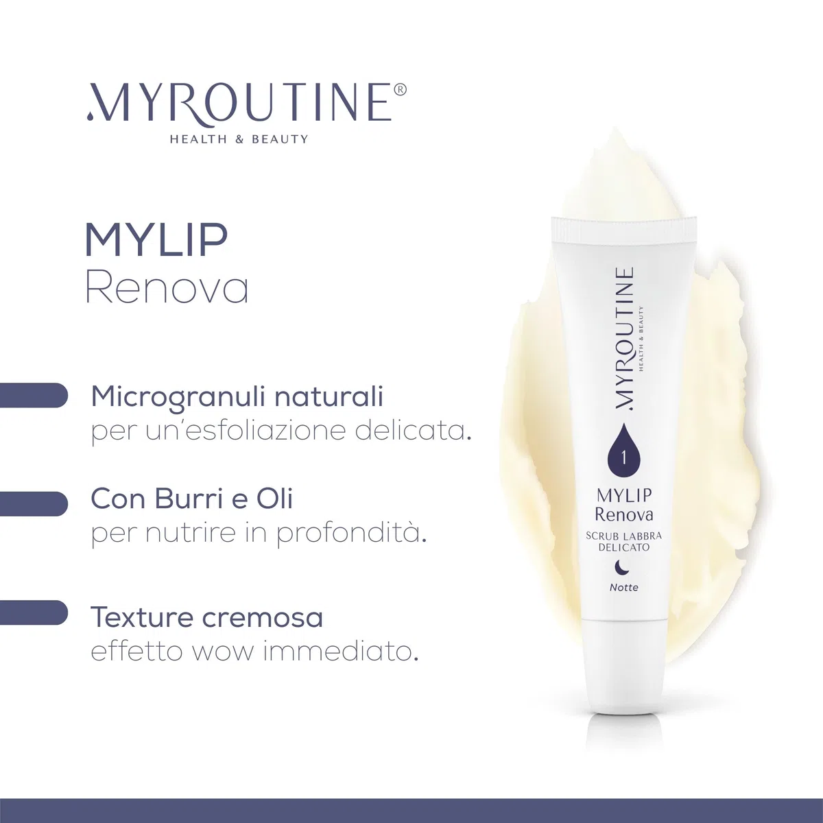 MyLip Scrub Labbra - Levigante con Microsfere di Riso, Olio di Oliva e Burro di Karité, Esfoliazione e Idratazione Naturale by Dr. Maurizia Furno