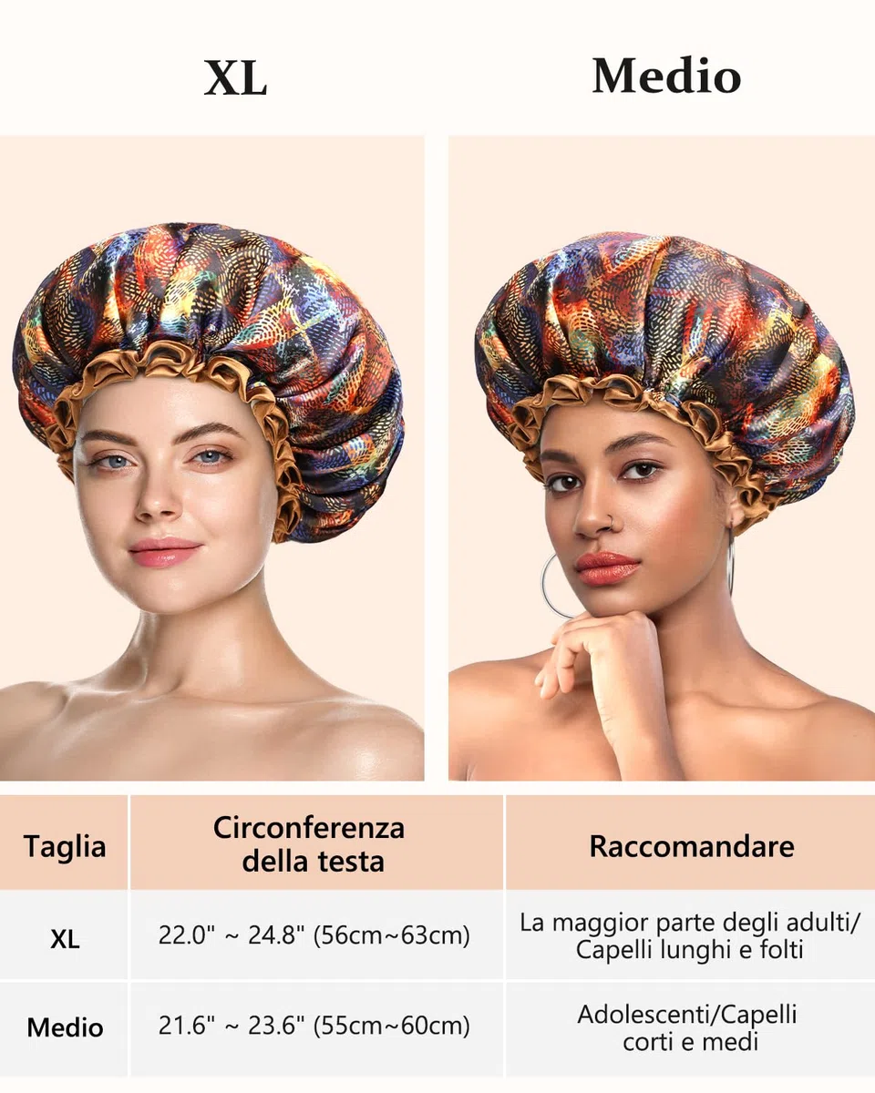 mikimini Grande Cuffia Doccia per Donne, Cappelli da Doccia Impermeabili Riutilizzabili per Capelli Lunghi e Spessi, Cuffie da Bagno Elestica Regolabili per Signore
