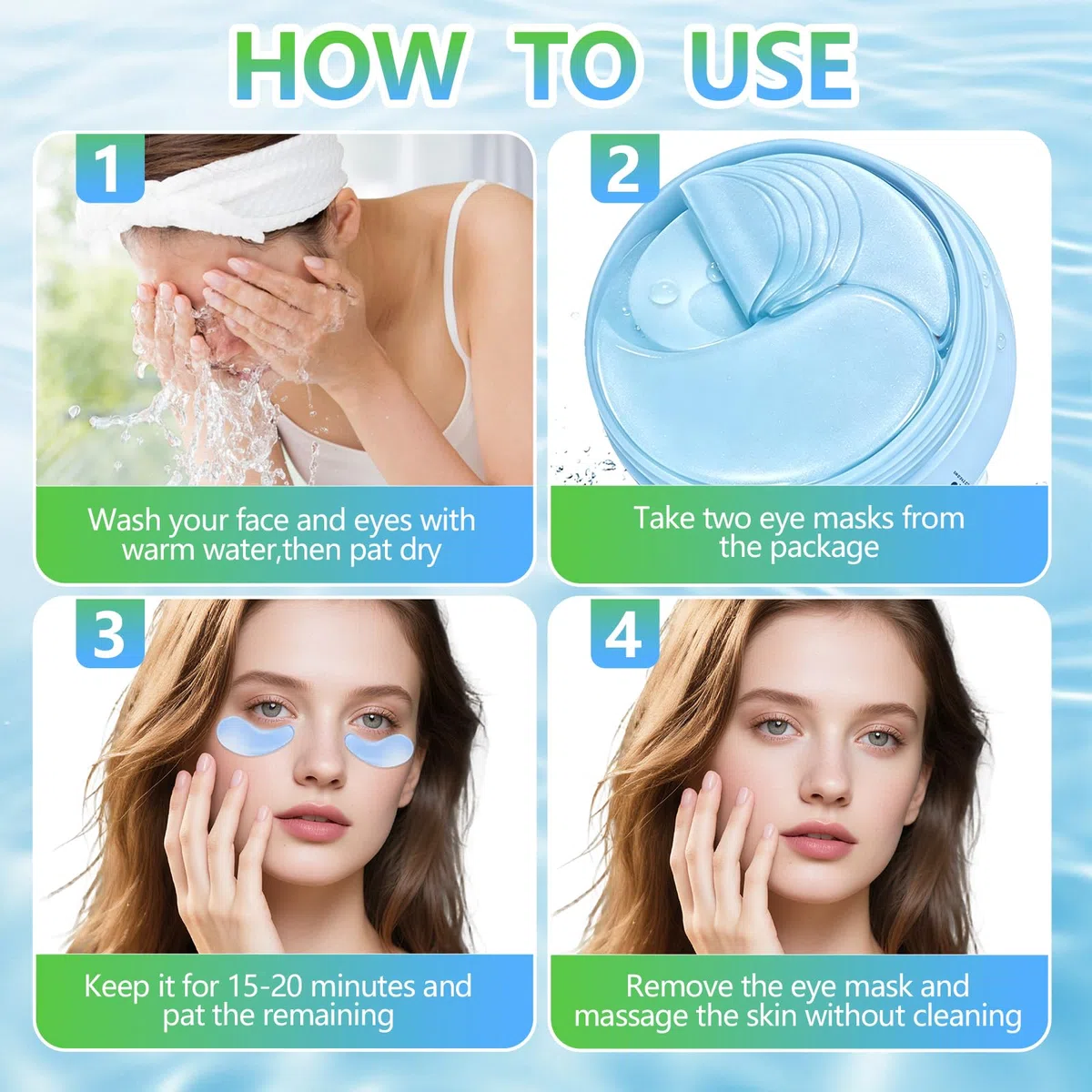 120 Pezzi Aloe Vera e con Caffeina Patch Occhi, Rassodanti & Idratanti Eye Patch, Aiuta a Schiarire Piccole Rughe e Occhiaie, Migliora la Condizione del Contorno Occhi, per la Cura Quotidiana(Blu)