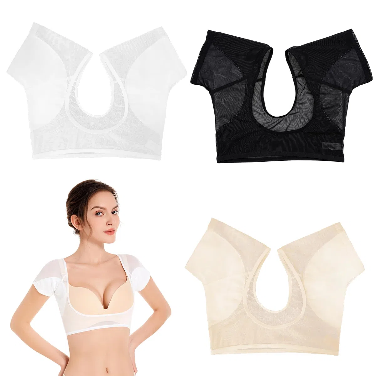 3 Pezzi Ascella Scudo Ascella Pads, Gilet Ascella Protezione Sudore Tamponi Sudore Cuscinetti per Ascelle Tamponi Antitraspirante Riutilizzabili, Protezioni sotto Le Ascelle per Donna (L)
