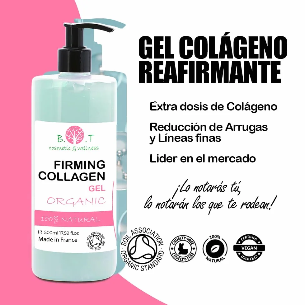B.O.T Cosmetic & Wellness - Gel Collagene Bio-Attivo Antirughe | Trattamento Rassodante Viso/Corpo | Stimola Collagene & Elastina | Ultra Idratante, 500ml