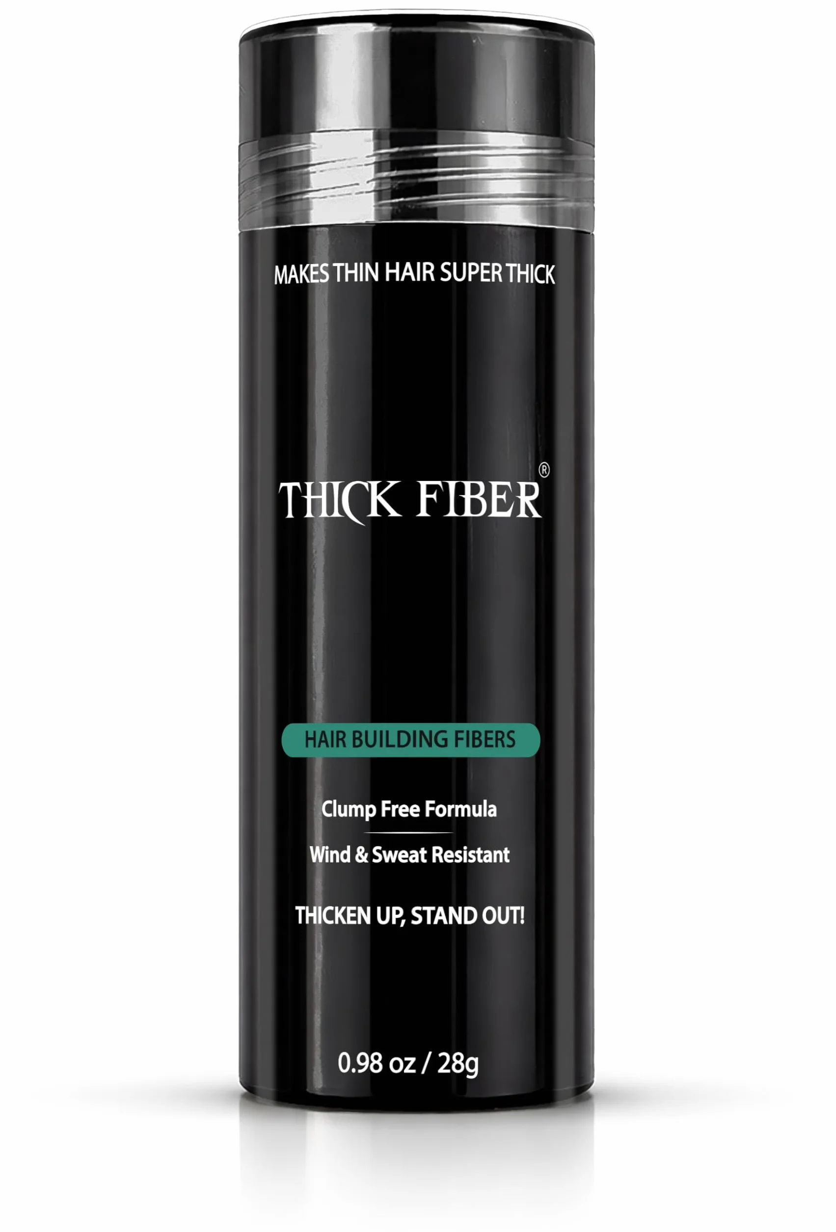 THICK FIBER, Fibre dei capelli, Fibre per la ricostruzione dei capelli, per il diradamento dei capelli,25 g confezione da 1, castano scuro, polvere per capelli, flacone da