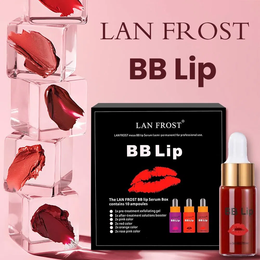 Set di Siero BB per Labbra con Trattamento Trucco Semipermanente - 4 Colori Pigmenti Liquidi, Gel Esfoliante e Intensificatore