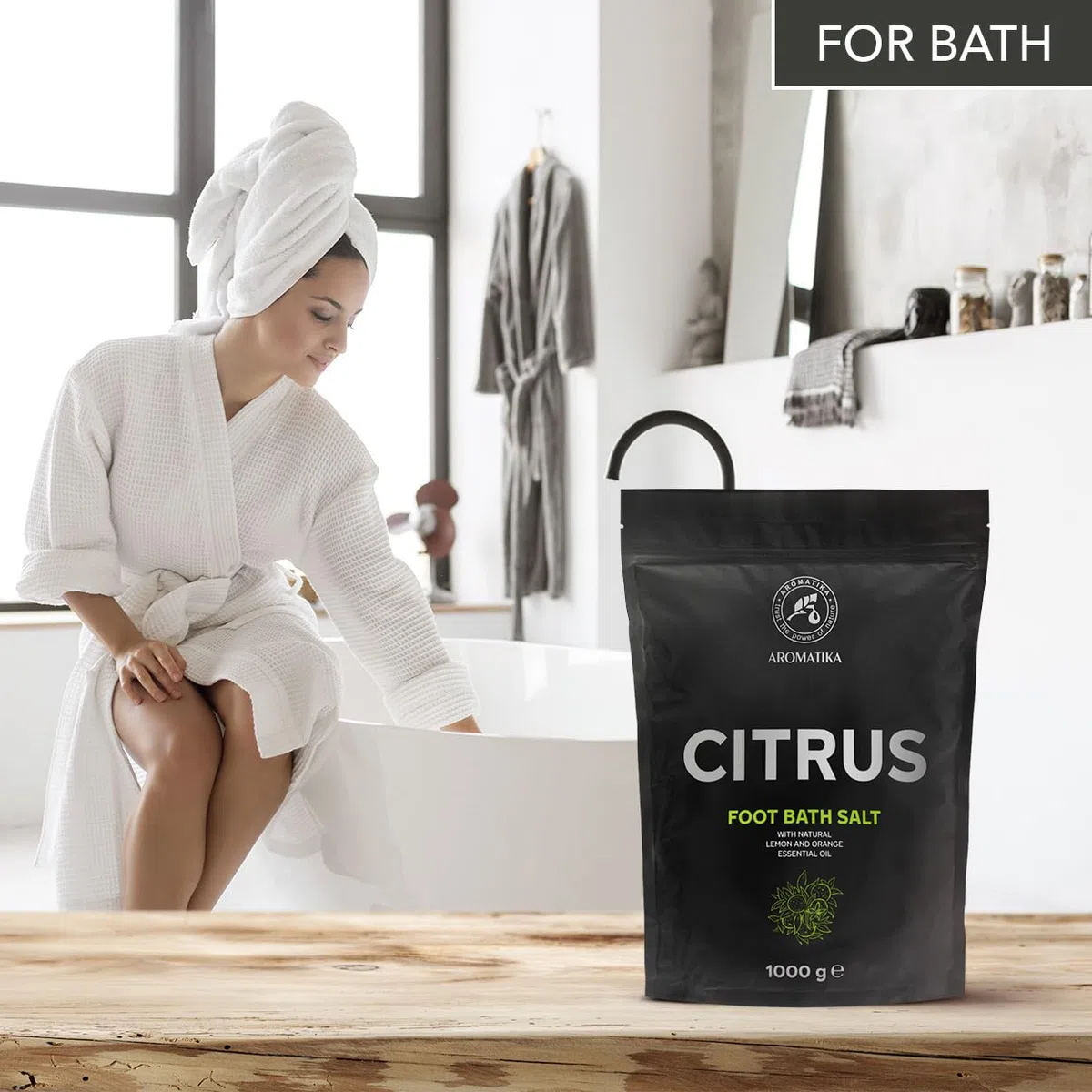 Sale per Pediluvio di Agrumi 1000g - Pediluvio al Sale Marino Naturale - Sali da Pediluvio con Olio Naturale di Limone e Arancia - Pediluvio - Unghie - Pedicure - Sali Profumati da Bagno