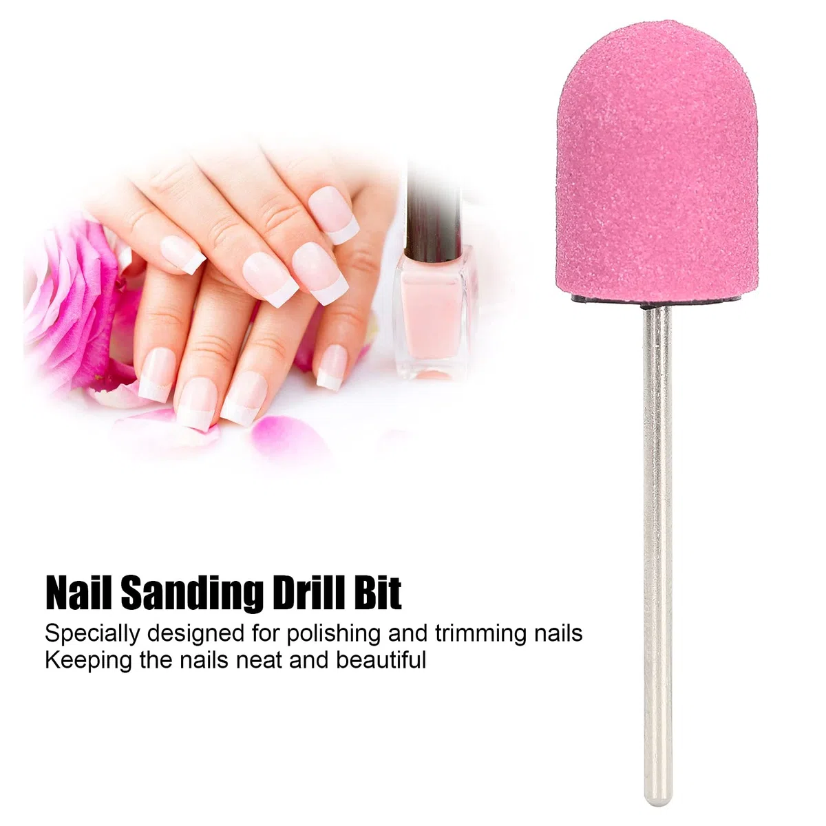 Tappo Abrasivo per Nail Art e Blocchetti di Punte per Trapano, Set di Nastri Abrasivi per Levigatura, Testine Lucidanti Strumento per Pedicure e Manicure (Rosa)