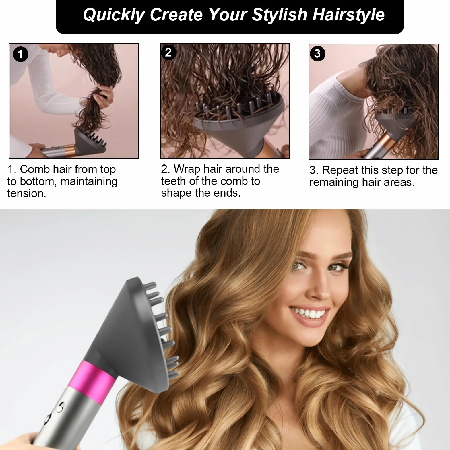 Diffusore per Dyson Airwrap Styler HS01 HS05, Aggiornamento Diffusore Accessori, ugello Diffusore convertibile per Airwrap Styler in un asciugacapelli