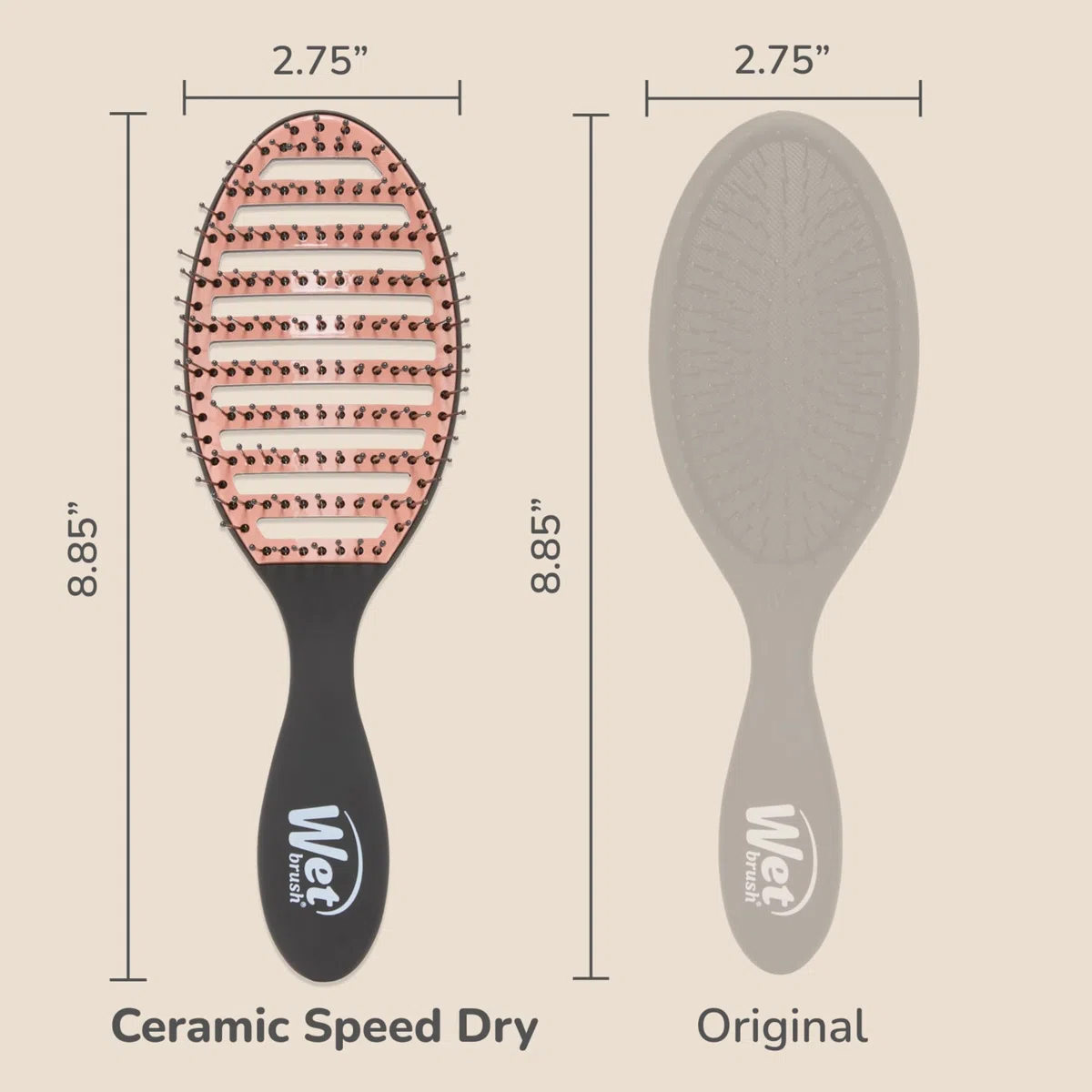 Wet Brush Districante in ceramica Speed Dry con setole Heatflex resistenti al calore e design a sfiato aperto per asciugare i capelli più velocemente, per tutti i tipi di capelli, nero
