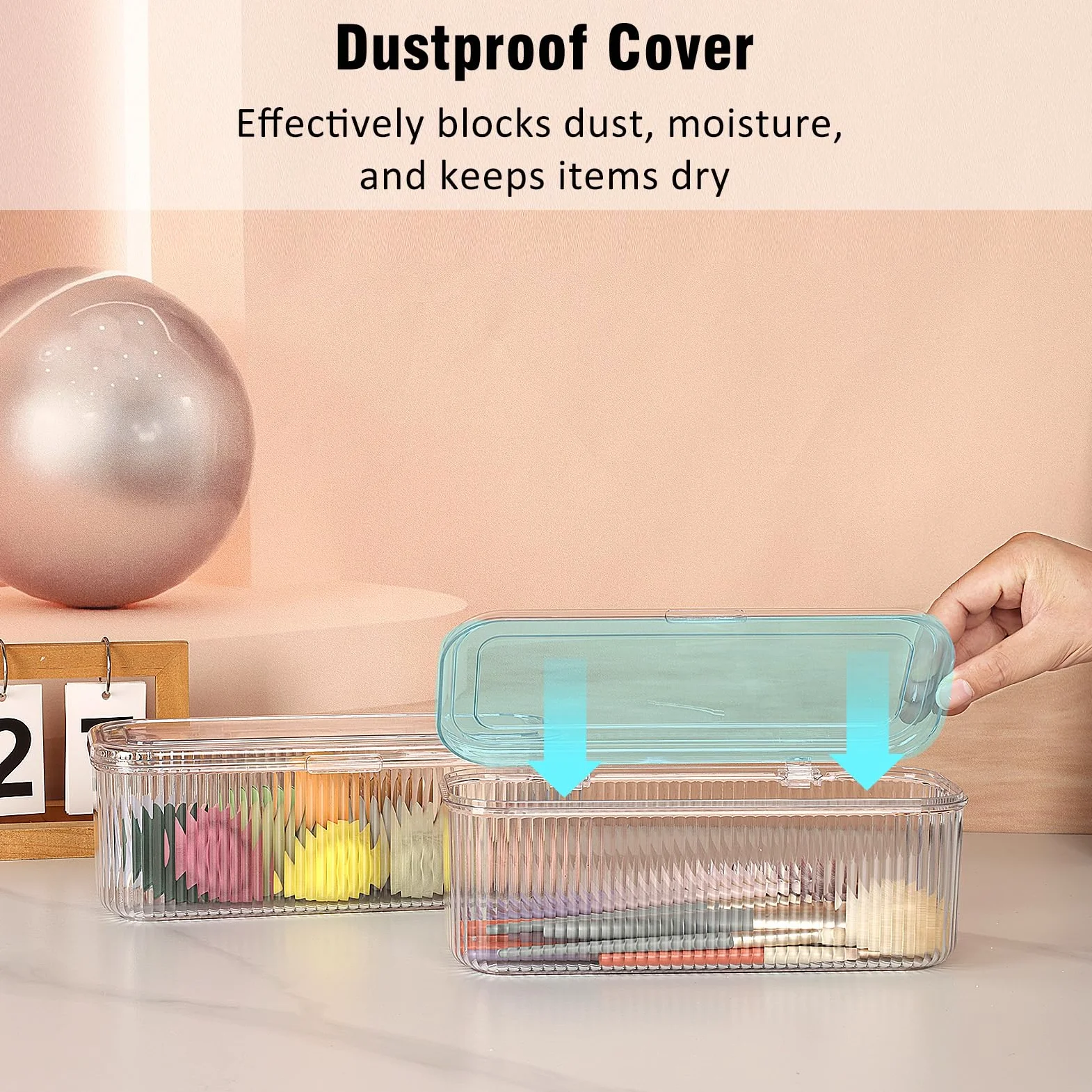 JessLab Portapennelli per Trucco, Organizzatore Trasparente per Spugnette, Astuccio Cosmetico con Coperchio, Portaoggetti da Toeletta (1 Pack)
