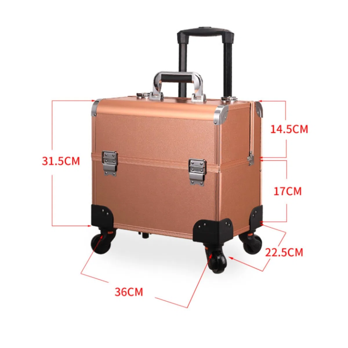 Valigia per Estetista Trolley Organizer Trucco Cosmetici Attrezzi Professionali Valigia Rigida con Rettangolare Manico Telescopico Manico Superiore