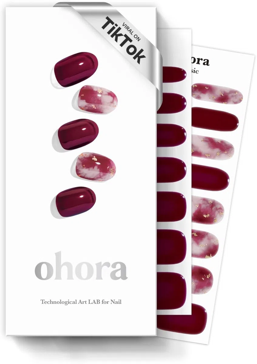 ohora Strisce per unghie in gel semi polimerizzato (N Mulberry) - Funziona con qualsiasi lampada UV per unghie, qualità professionale, lunga durata, facile da applicare e rimuovere