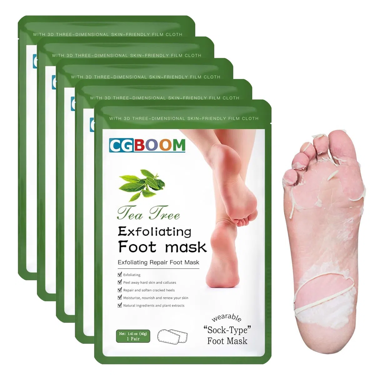 Maschera Piedi Esfoliante | Trattamento Calli e Duroni | Cura e Scrub Piedi | Peeling Piedi Forte | Pulizia Talloni Screpolati | Foot Peel Mask Calzini Pedicure Peel Off | Pesca 5 Paia