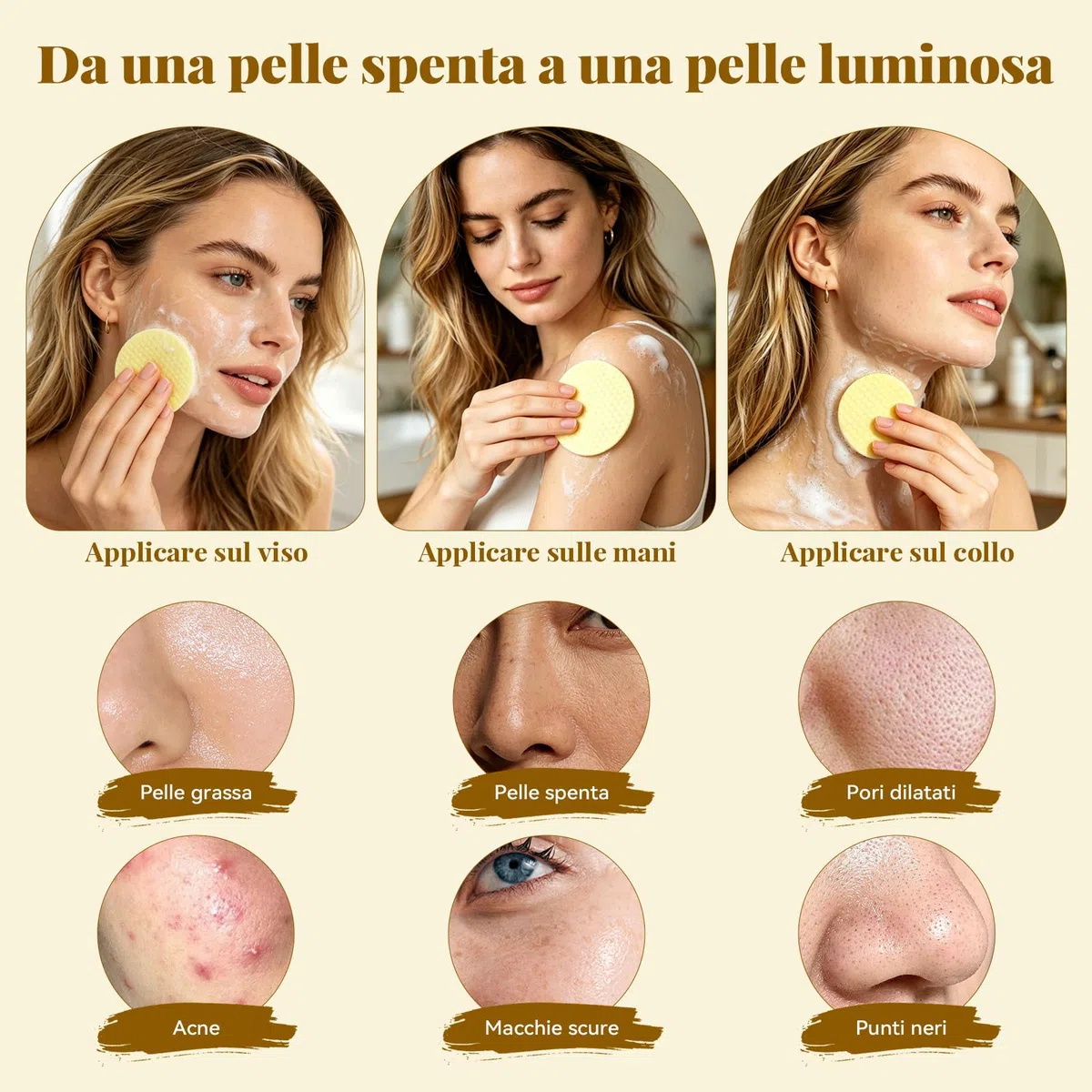 ANAiRUi Pads Detergenti al Curcuma e Acido Kojico per il Viso, Esfolianti al Curcuma con Niacinamide, Salicilato, Cura della Pelle per una Pulizia Profonda, Combatte l'Acne, 50 Pezzi