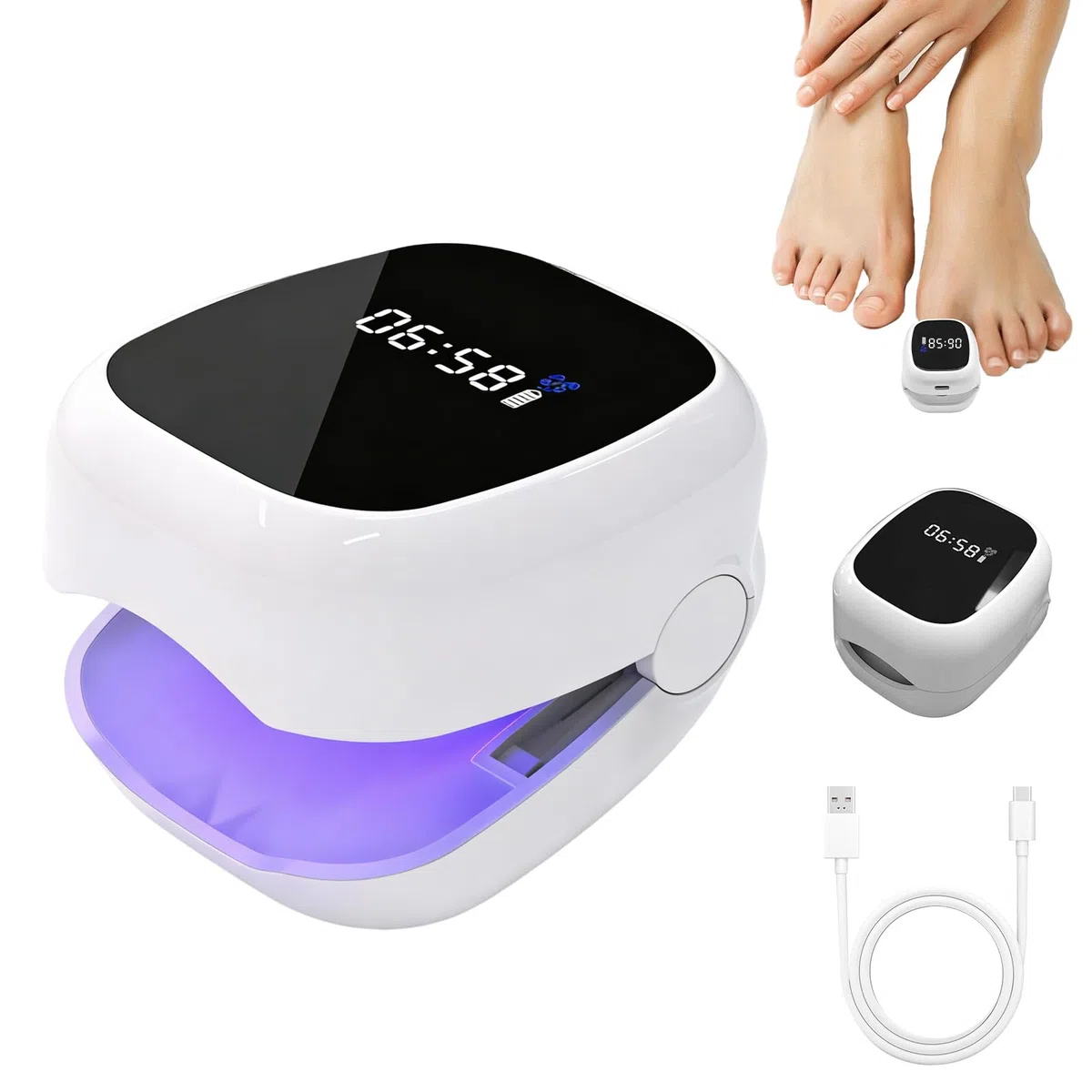Dispositivo Trattamento Laser Micosi Unghie,Terapia Luce Blu UV Infrarossi, Rigenerazione Unghie Danneggiate Unghie Terapia Laser Portatile Luce Infrarossa 910nm e Blu 460nm per Unghie e Unghie Piedi